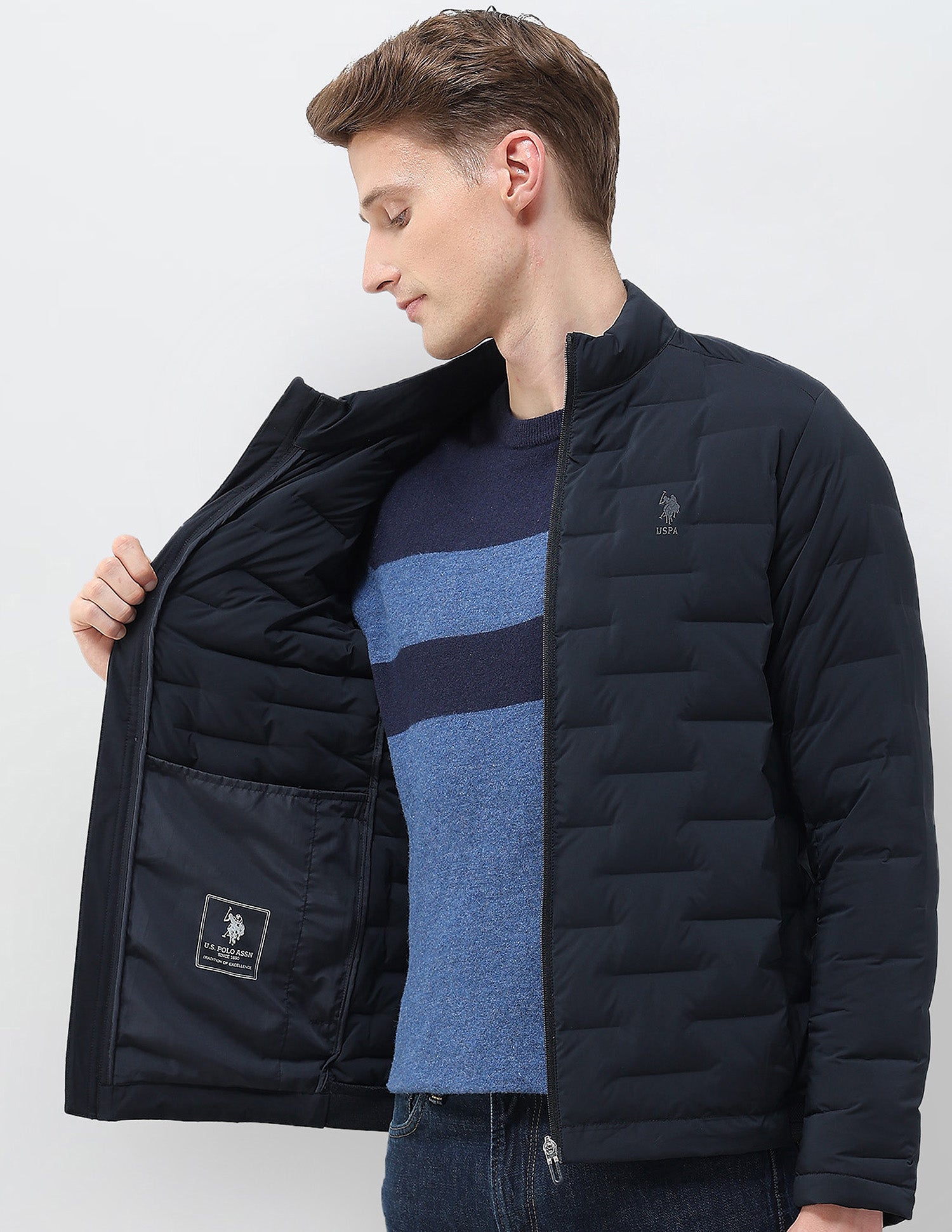 Mock Collar Regular Fit Smartheat Jacket Navy - U.S. POLO ASSN. | Large