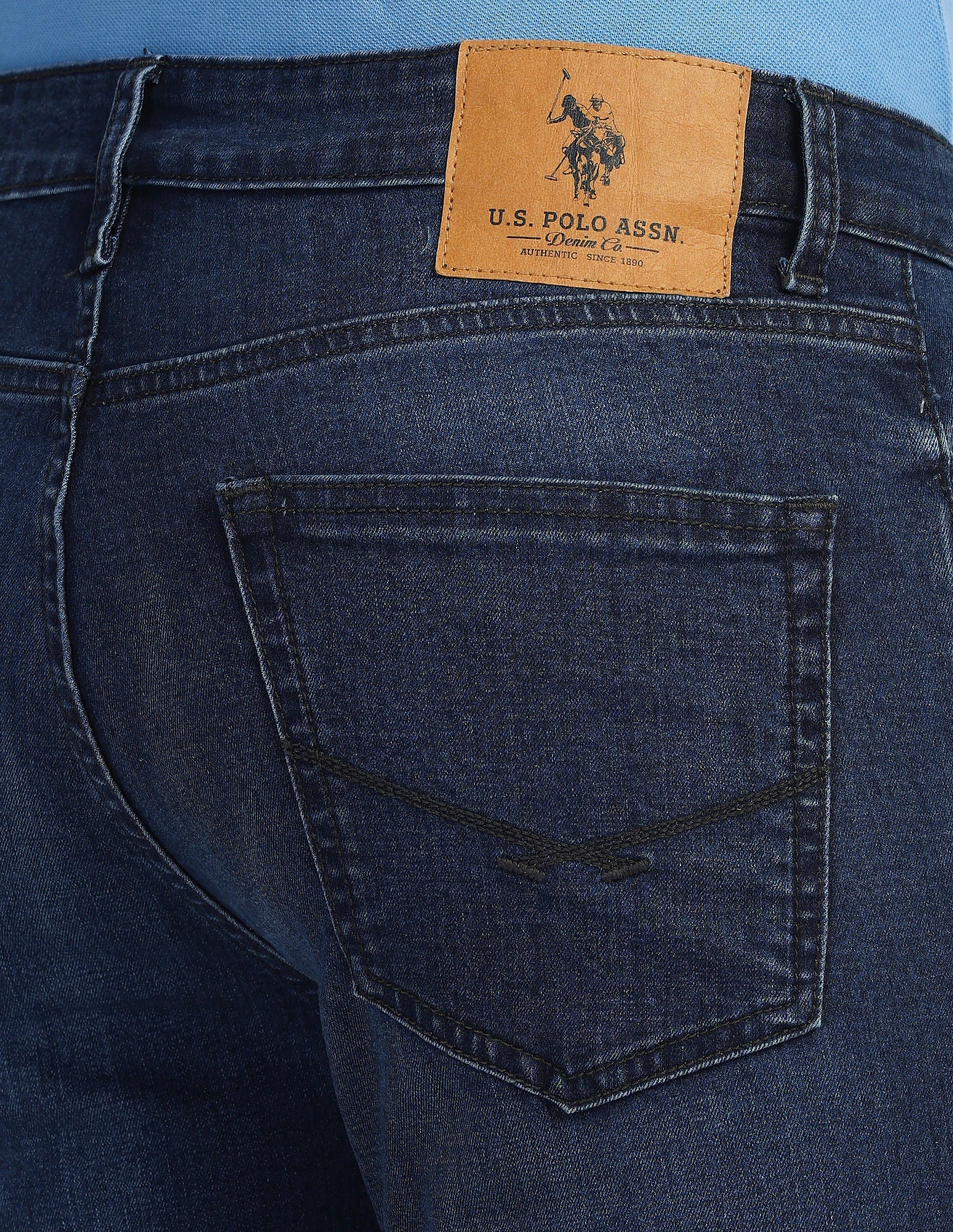 Harold Slim Straight Fit Blue Jeans Dark Blue - U.S. Polo Assn. India | Large