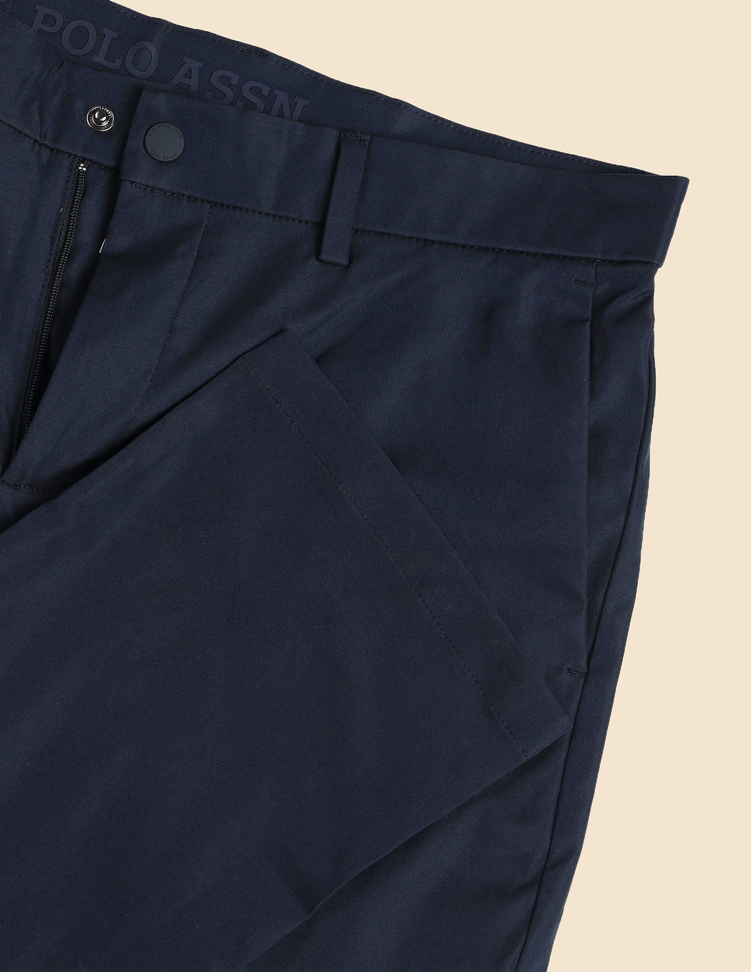 Solid Denver Slim Fit Trousers Navy - U.S. Polo Assn. India | Large