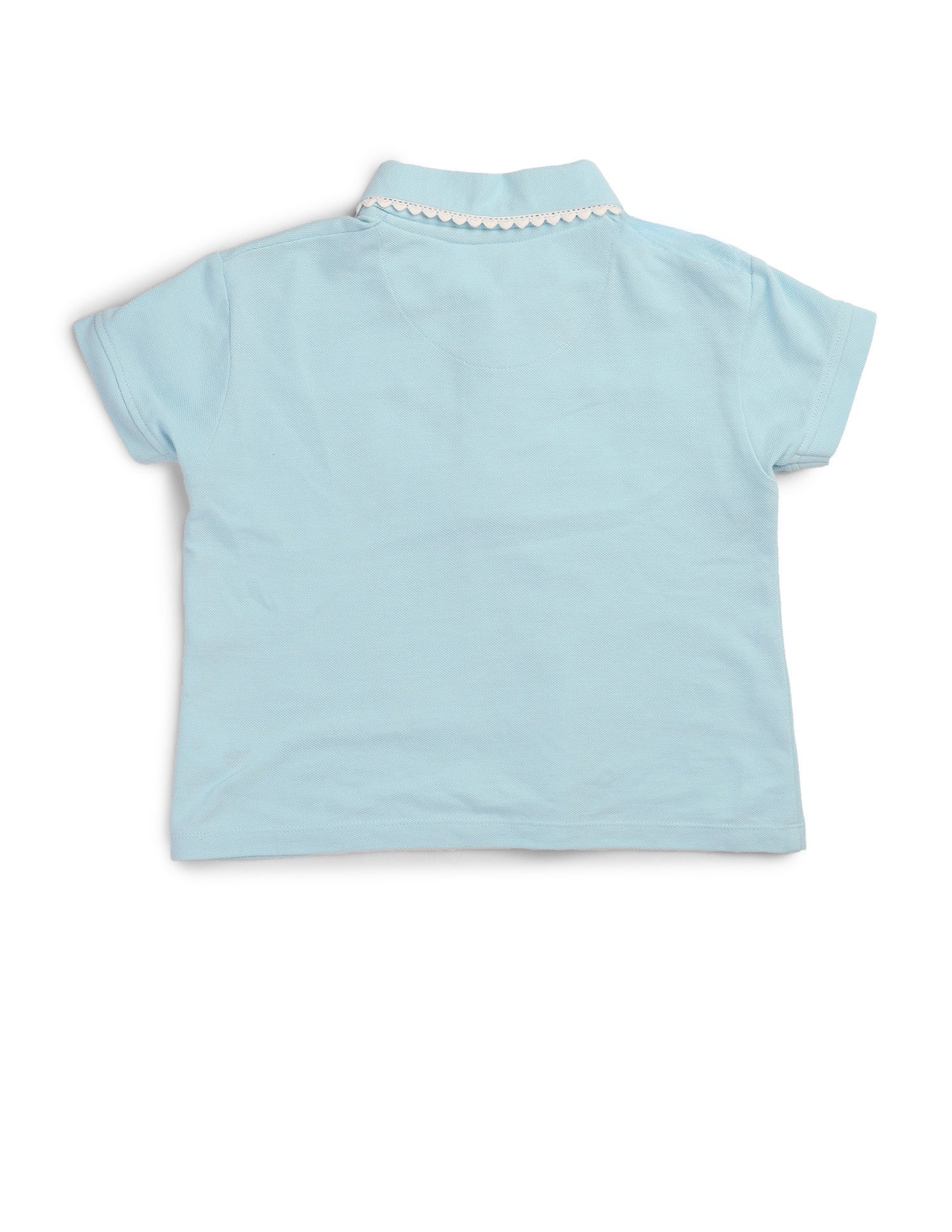 Girls Solid Lace Trim Top Light Blue - U.S. POLO ASSN. | Large