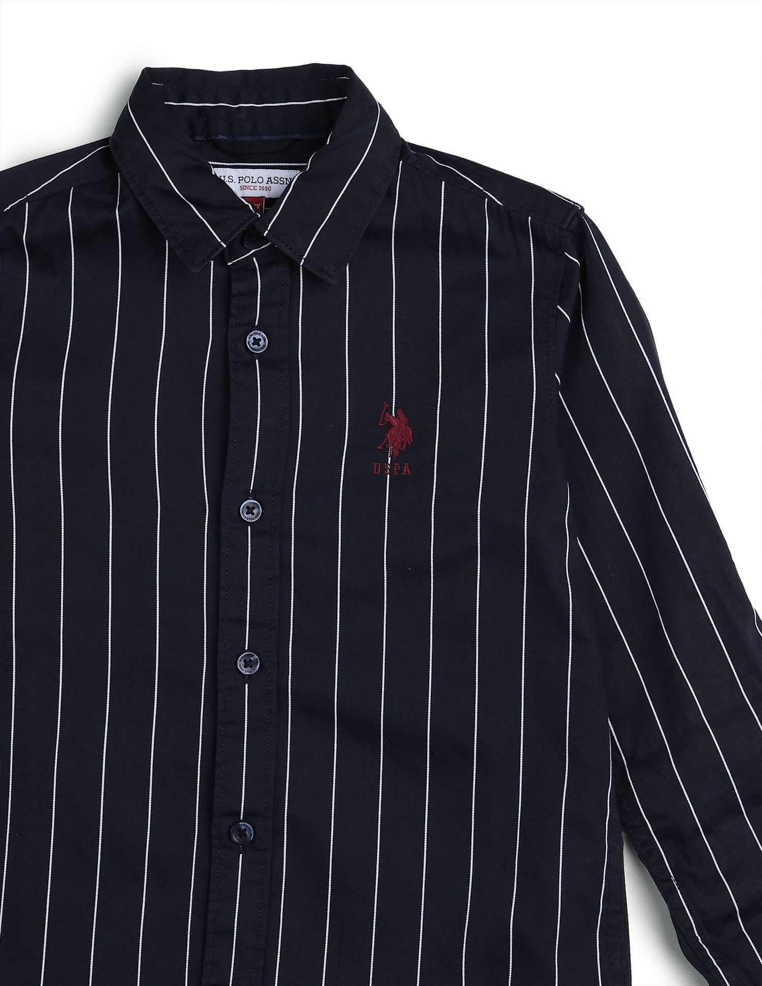 Boys Vertical Striped Twill Shirt Navy - U.S. POLO ASSN. | Large