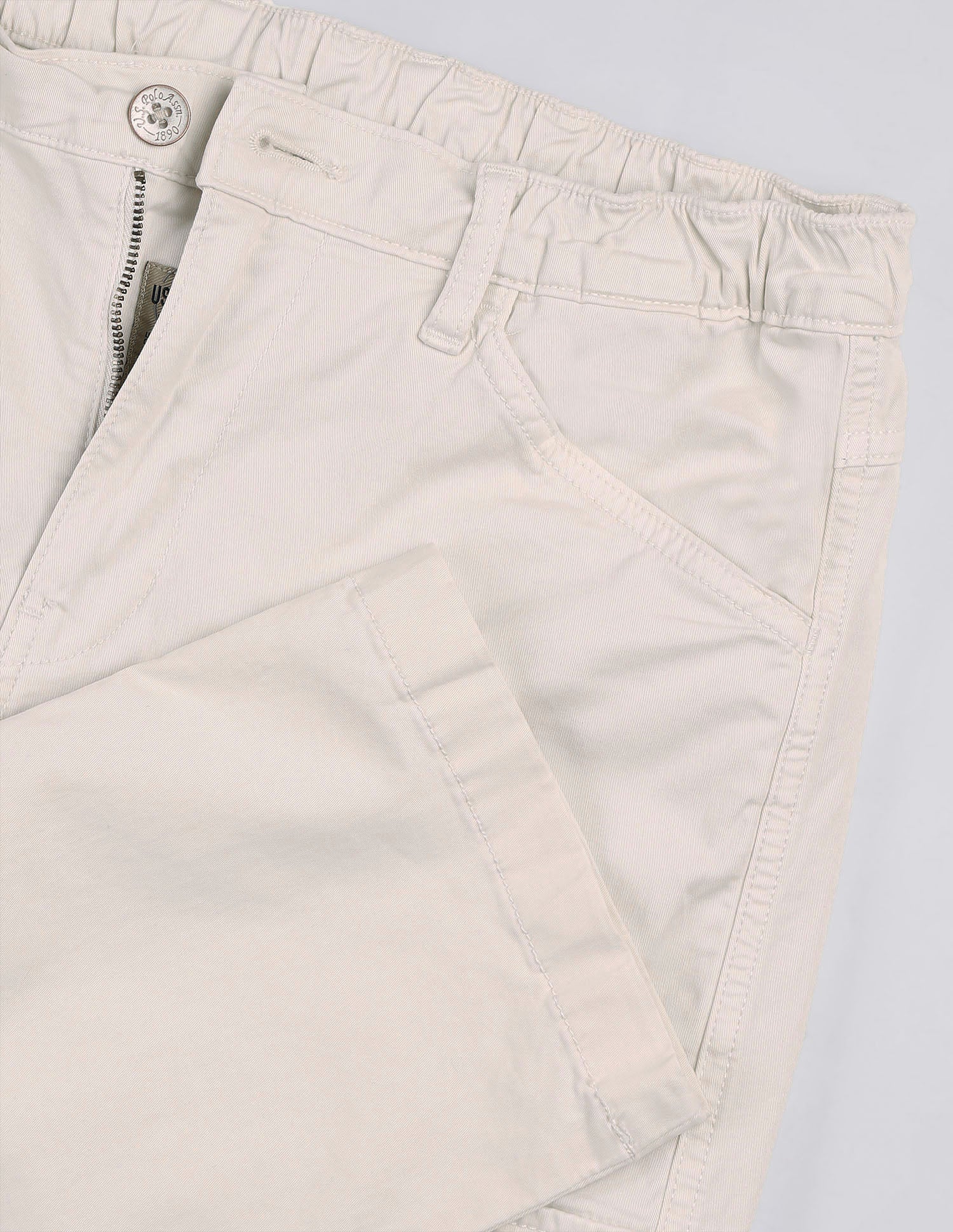 Straight Fit Pure Cotton Cargos White - U.S. Polo Assn. India | Large