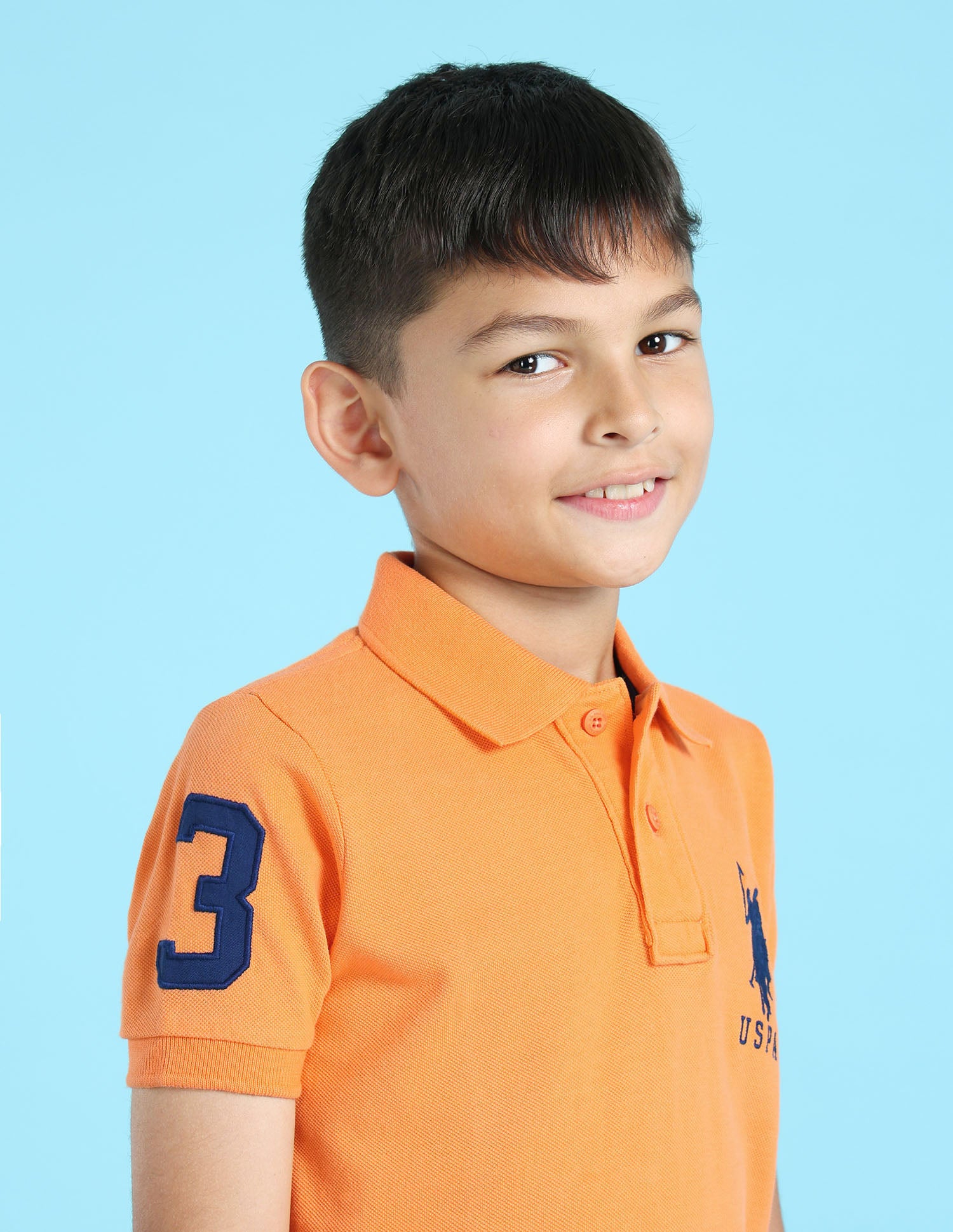 Numeric Applique Pique Polo Shirt Orange - U.S. POLO ASSN. | Large