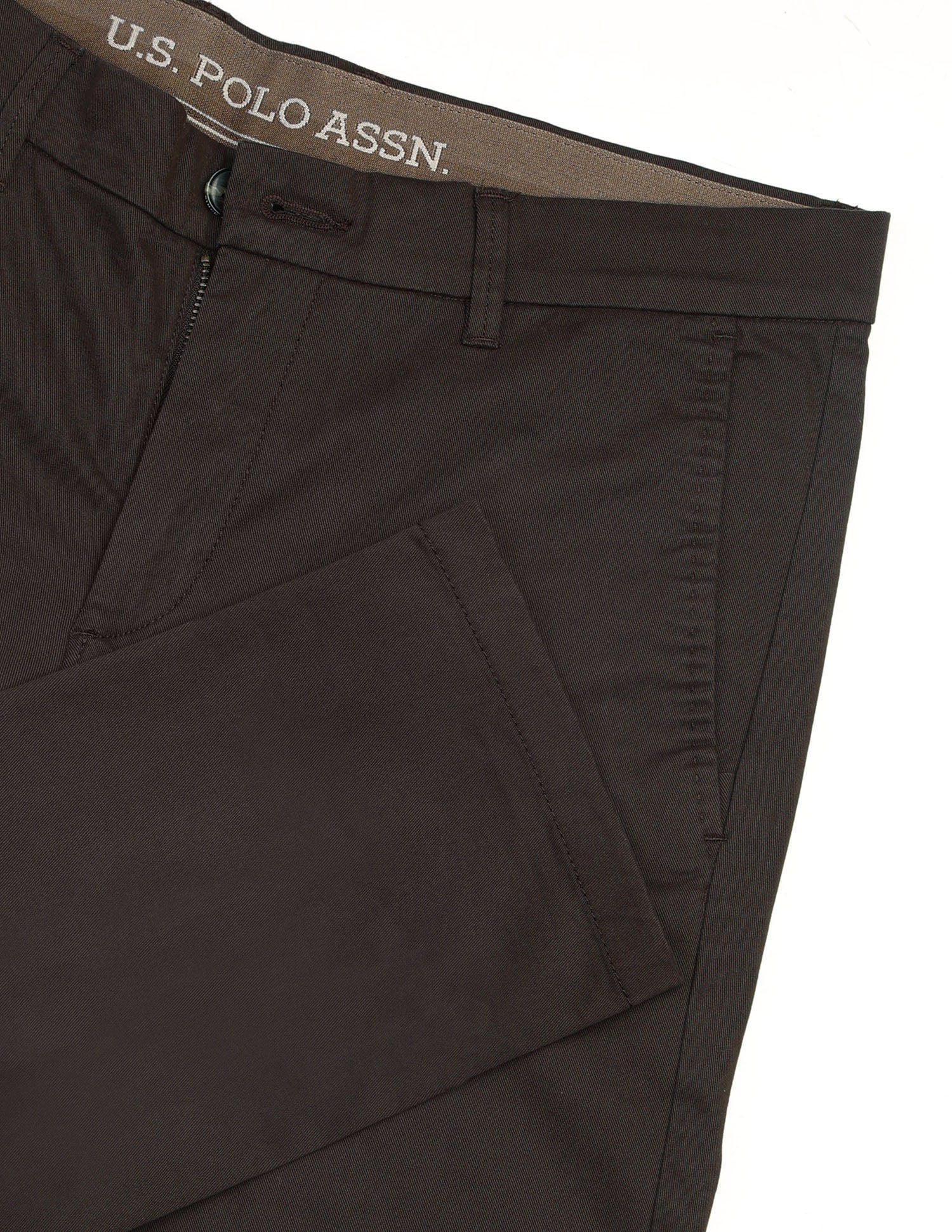 Austin Slim Fit Satin Trousers Dark Brown - U.S. Polo Assn. India | Large