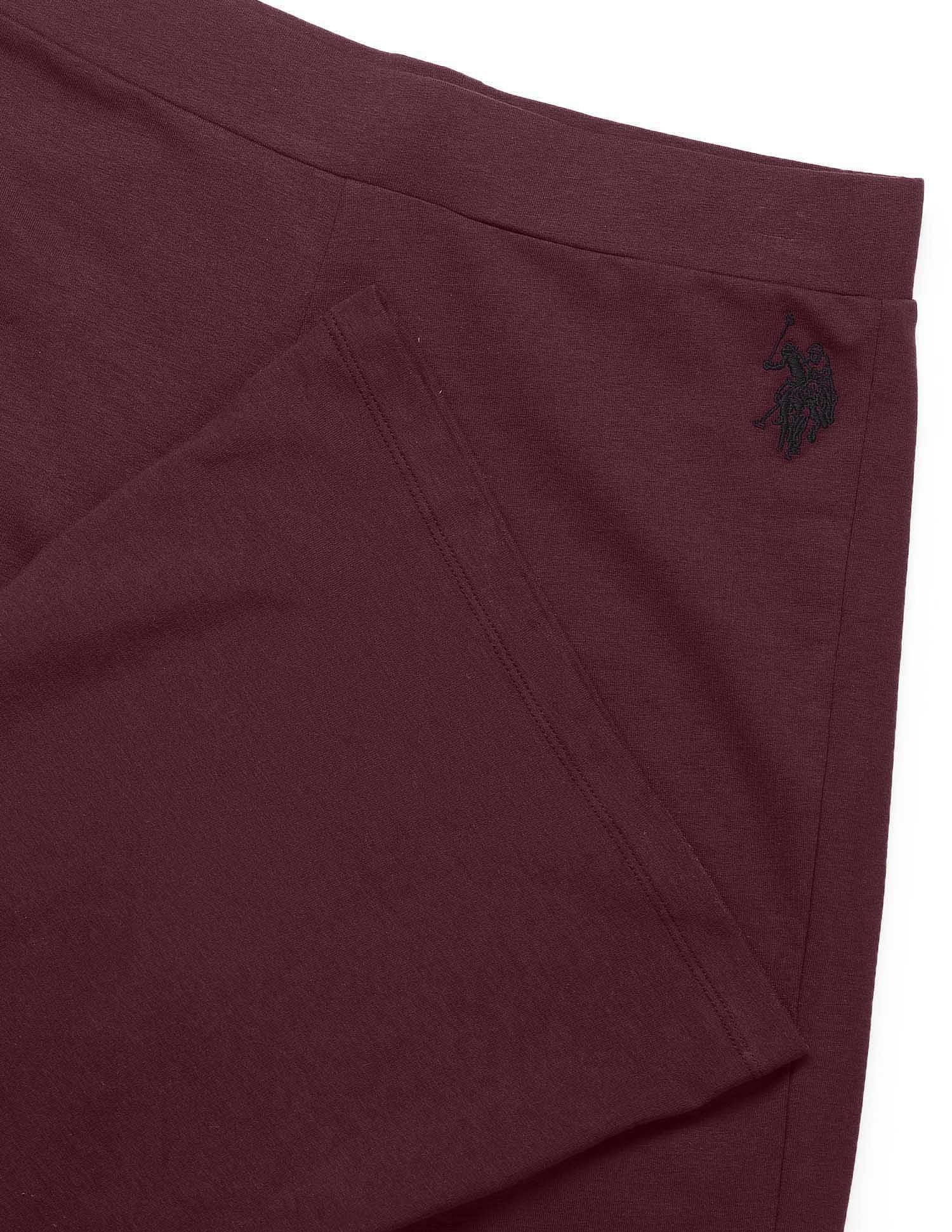 High-Rise Flared Fit Lounge Pants Maroon - U.S. POLO ASSN. | Large