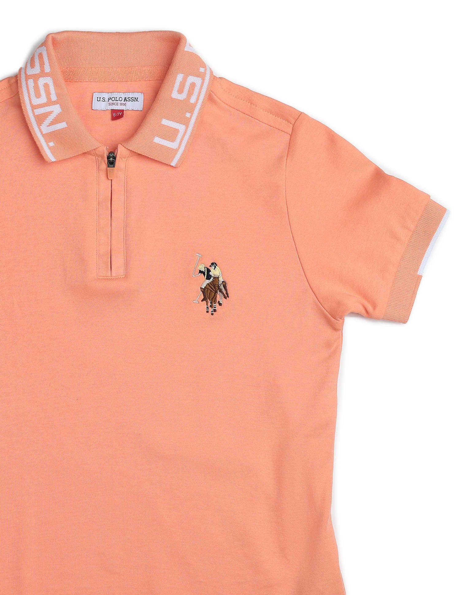 Boys Solid Regular Fit Polo Shirt Light Orange - U.S. POLO ASSN. | Large
