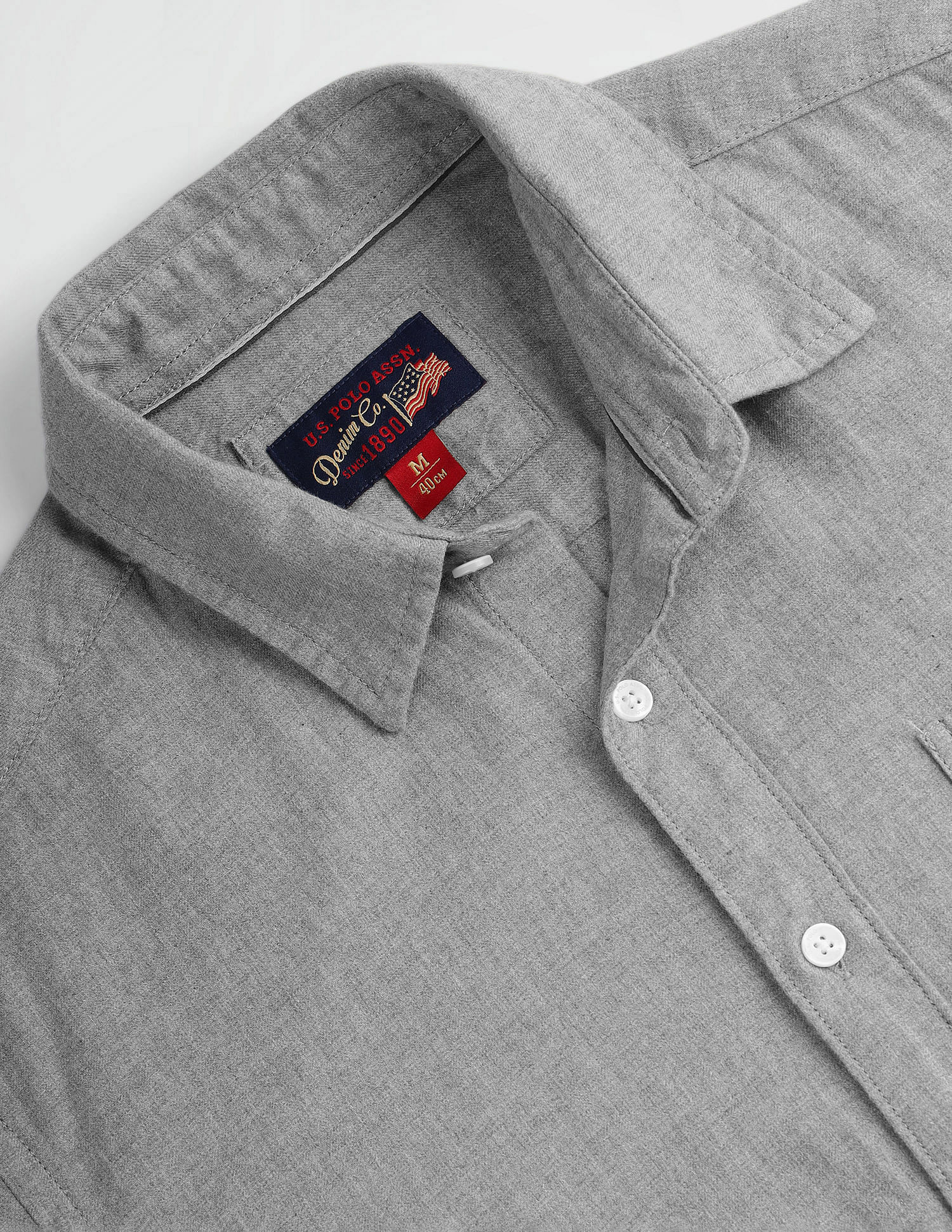Pure Cotton Slim Fit Shirt Grey - U.S. Polo Assn. India | Large