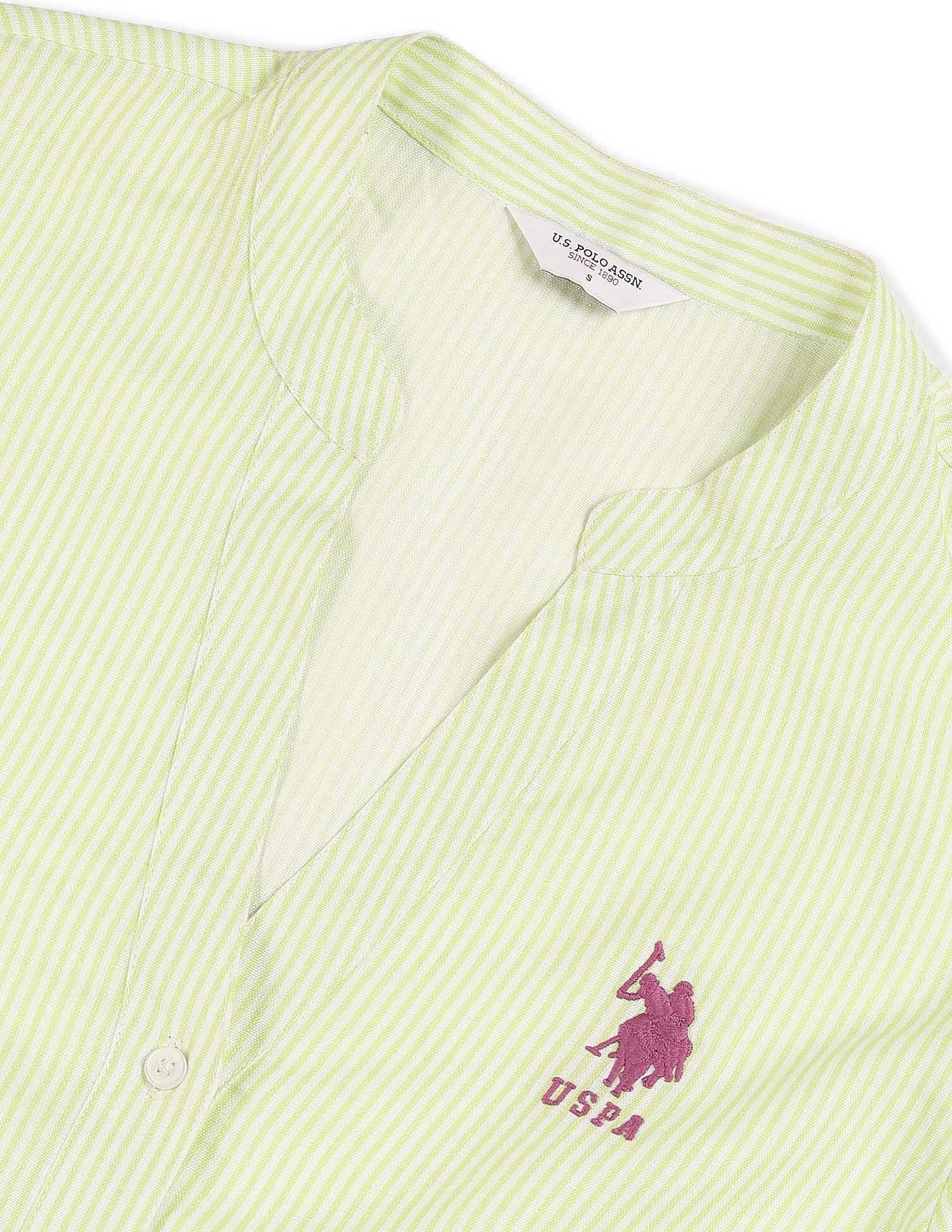 Vertical Striped Regular Fit Shirt Light Green - U.S. POLO ASSN. | Large
