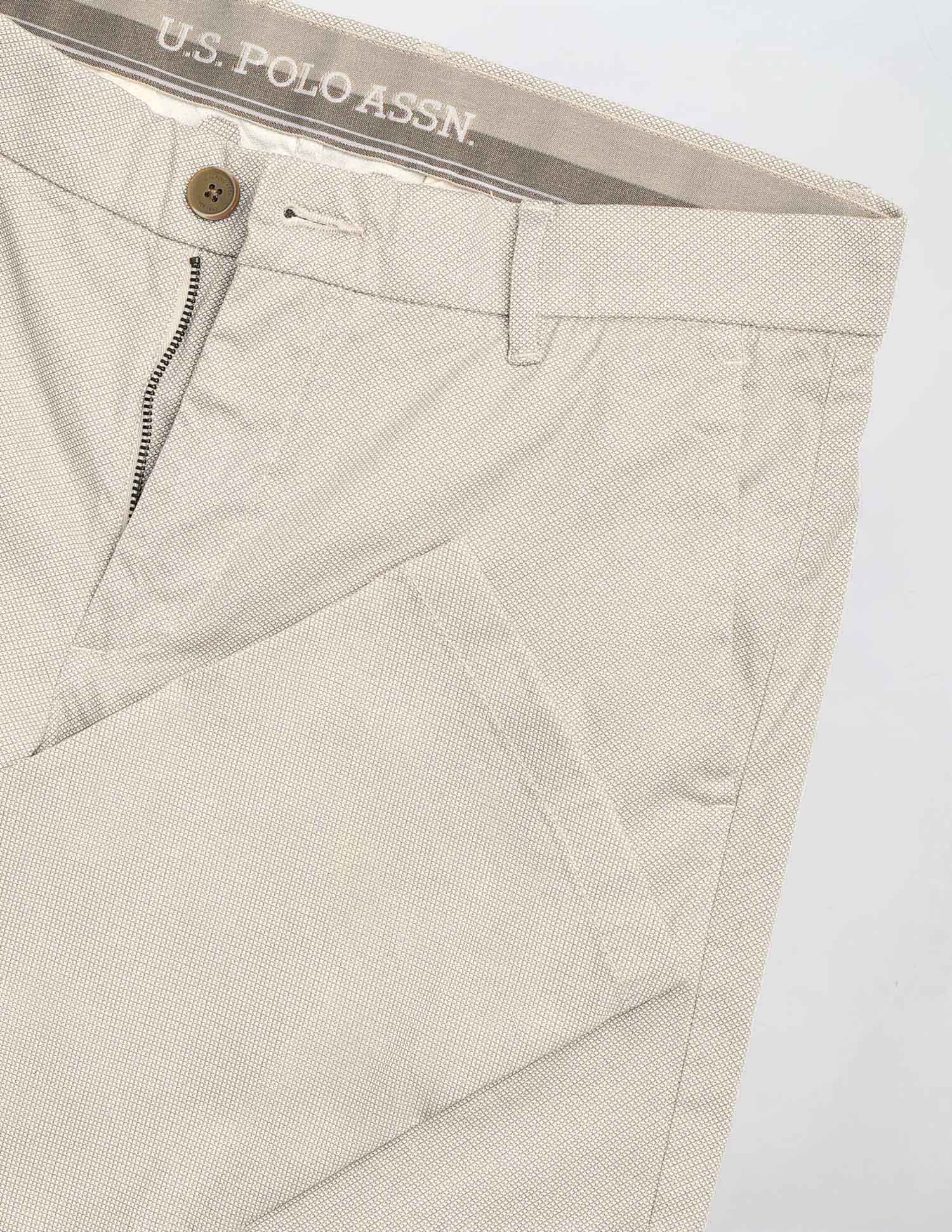 Slim Fit Textured Trousers Beige - U.S. POLO ASSN. | Large