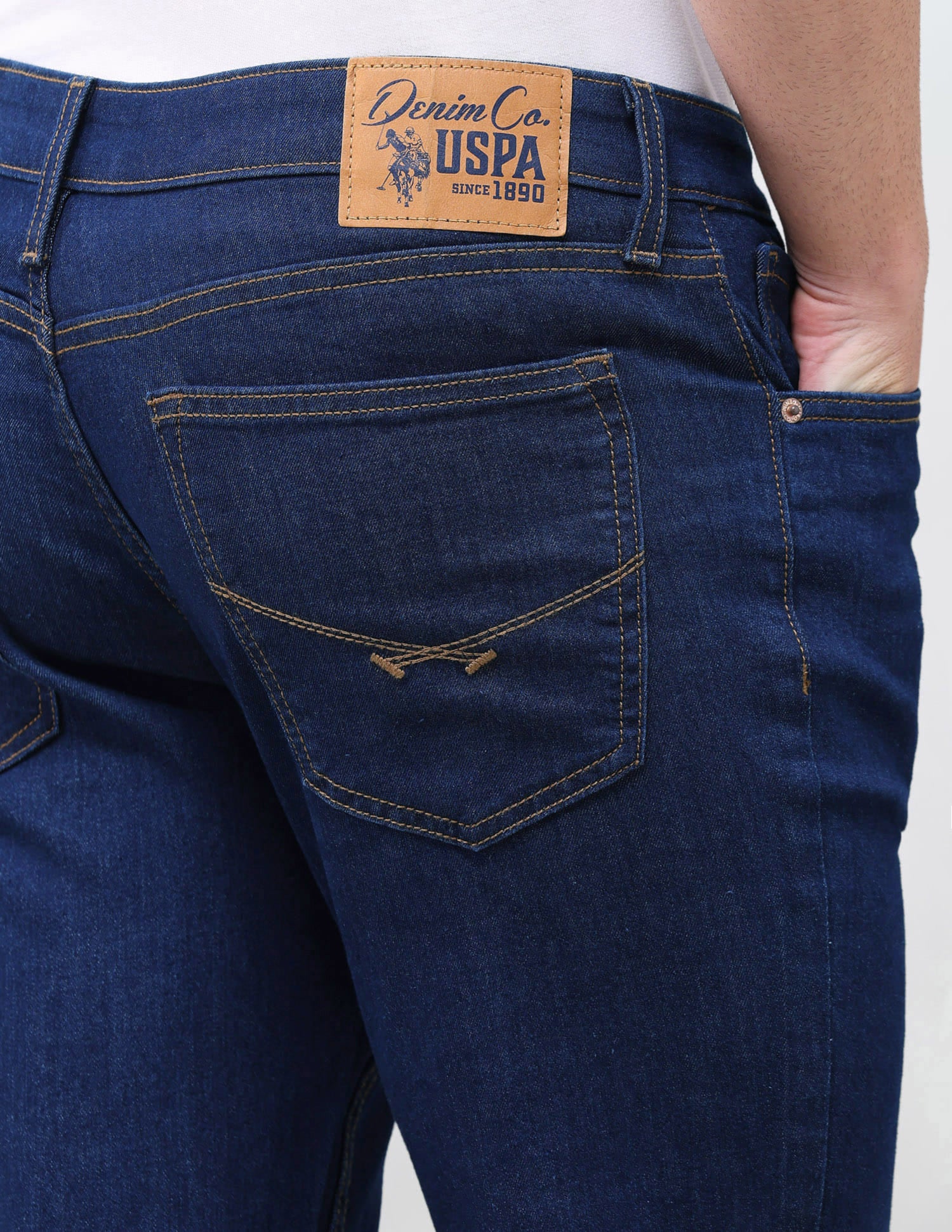 Solid Slim Tapered Jeans Blue - U.S. Polo Assn. India | Large