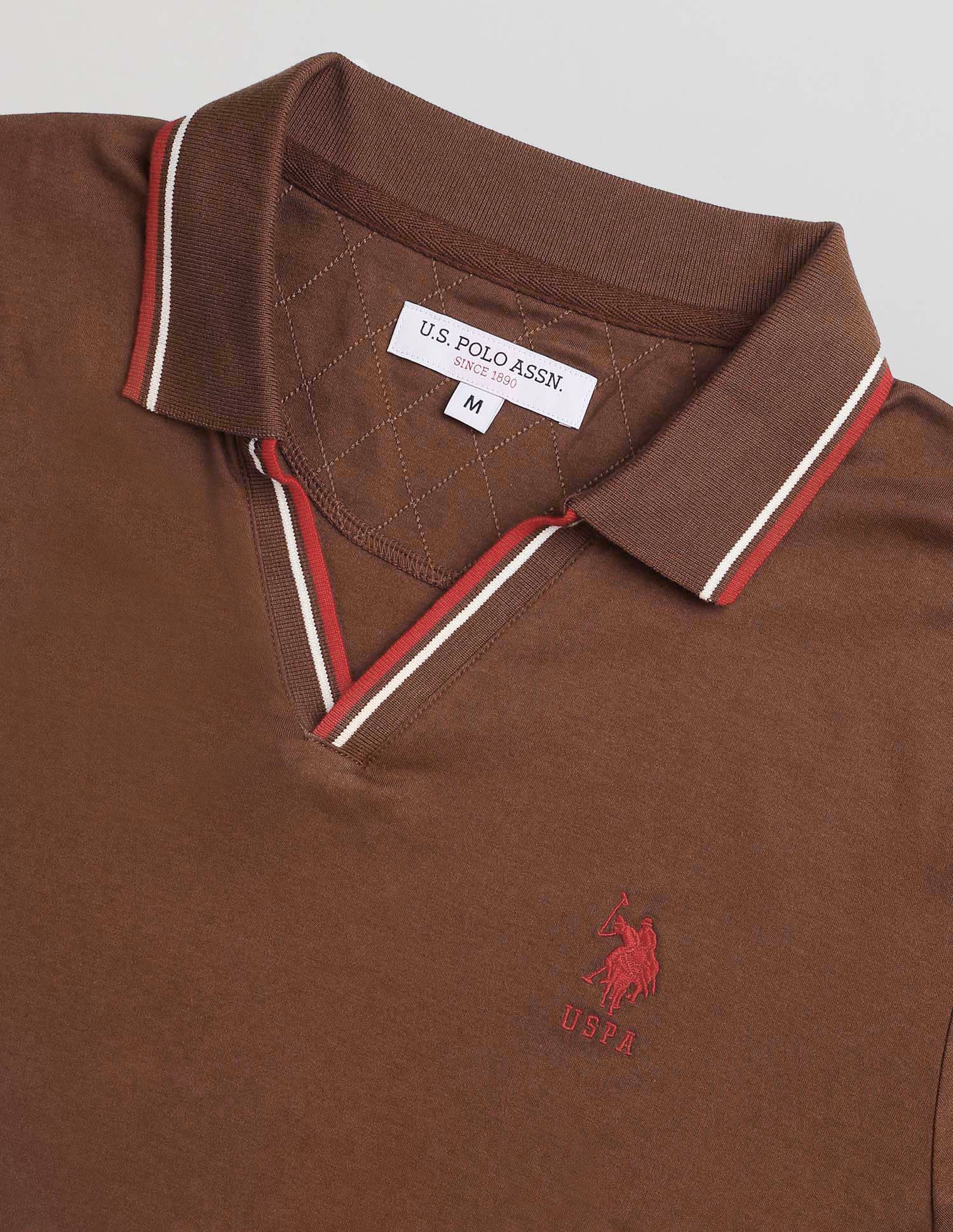 Solid Slim Fit Polo Shirt Dark Brown - U.S. Polo Assn. India | Large