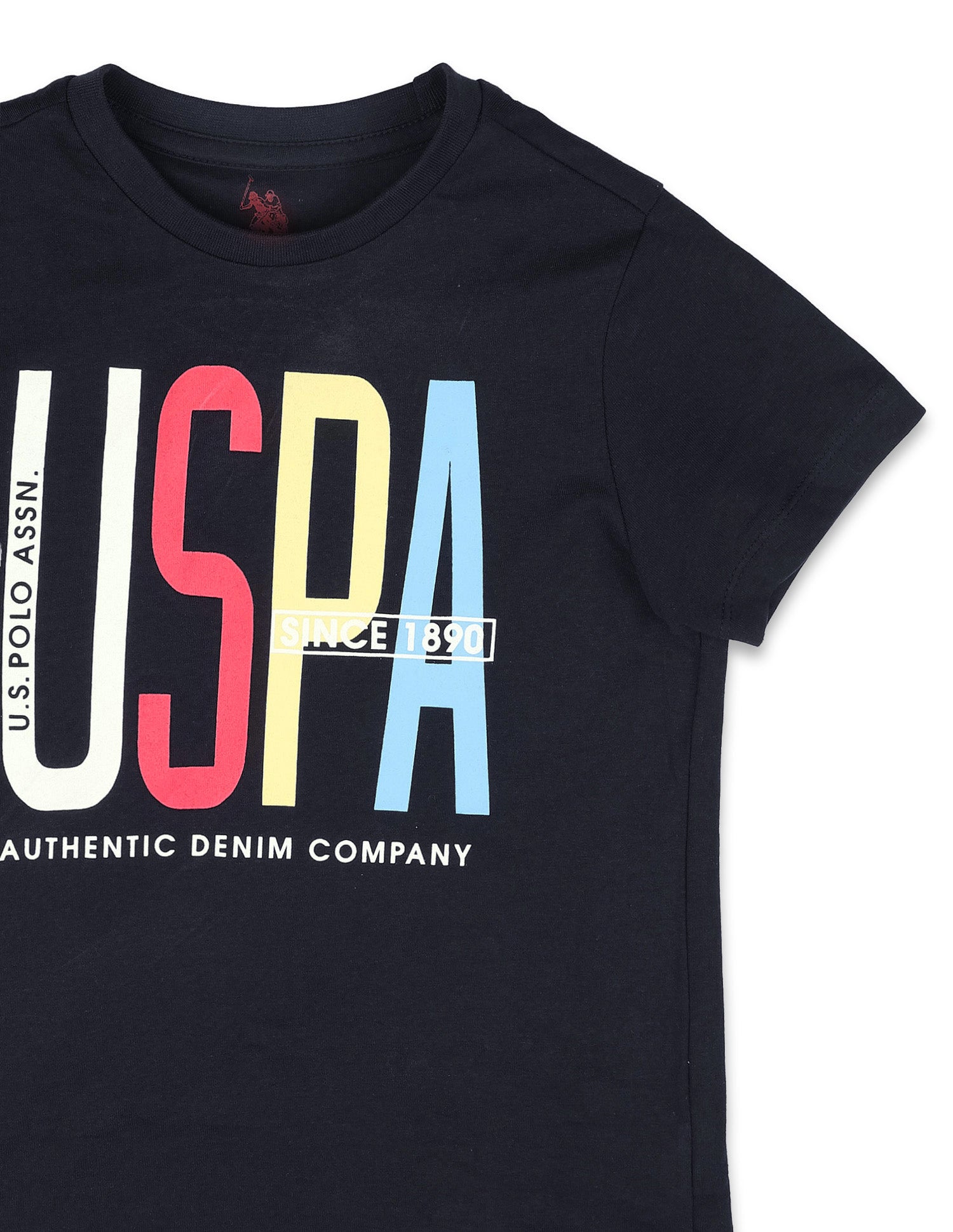 Boys Brand Printed Pure Cotton T-Shirt Navy - U.S. POLO ASSN. | Large