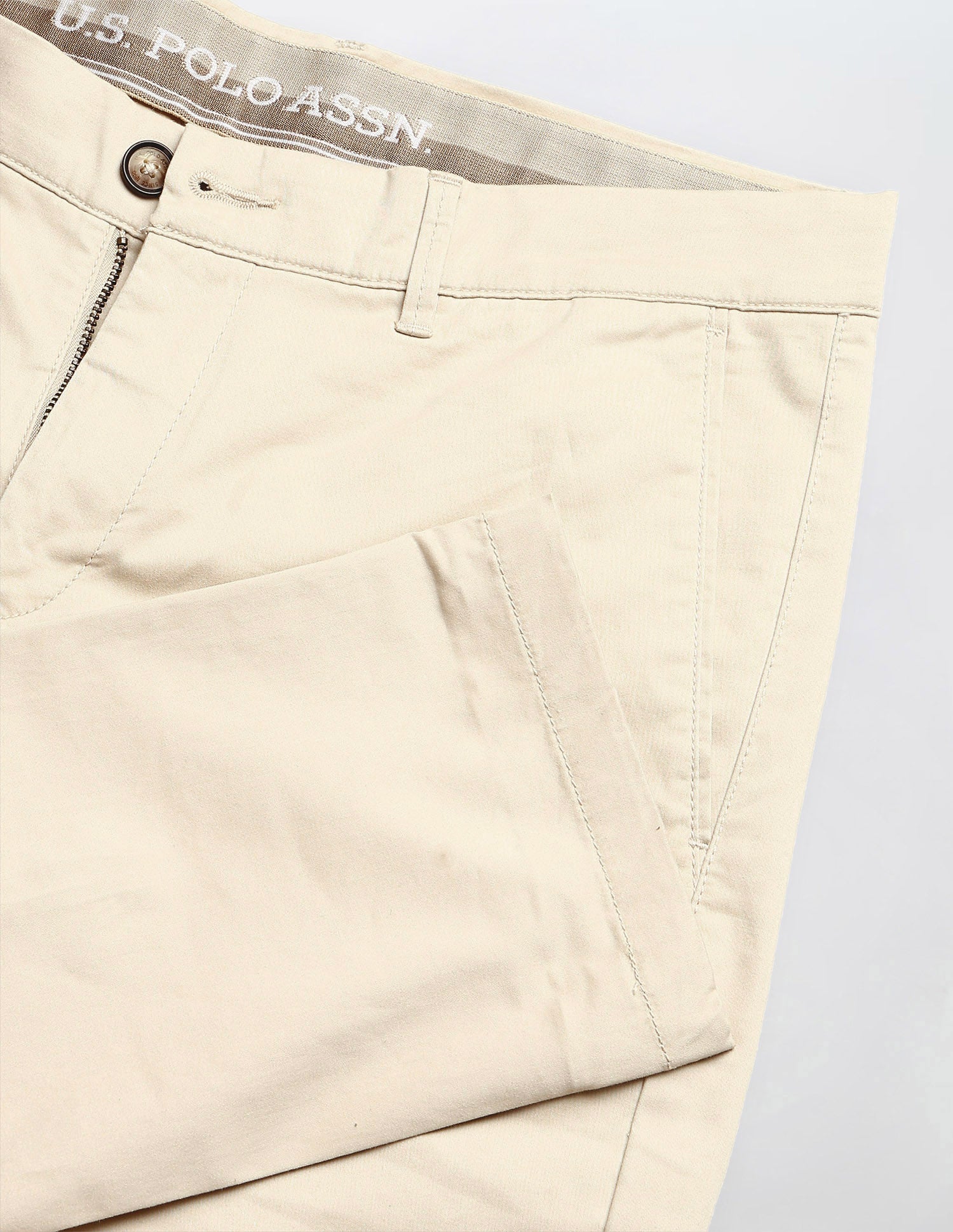 Denver Slim Fit Satin Trousers Beige - U.S. Polo Assn. India | Large