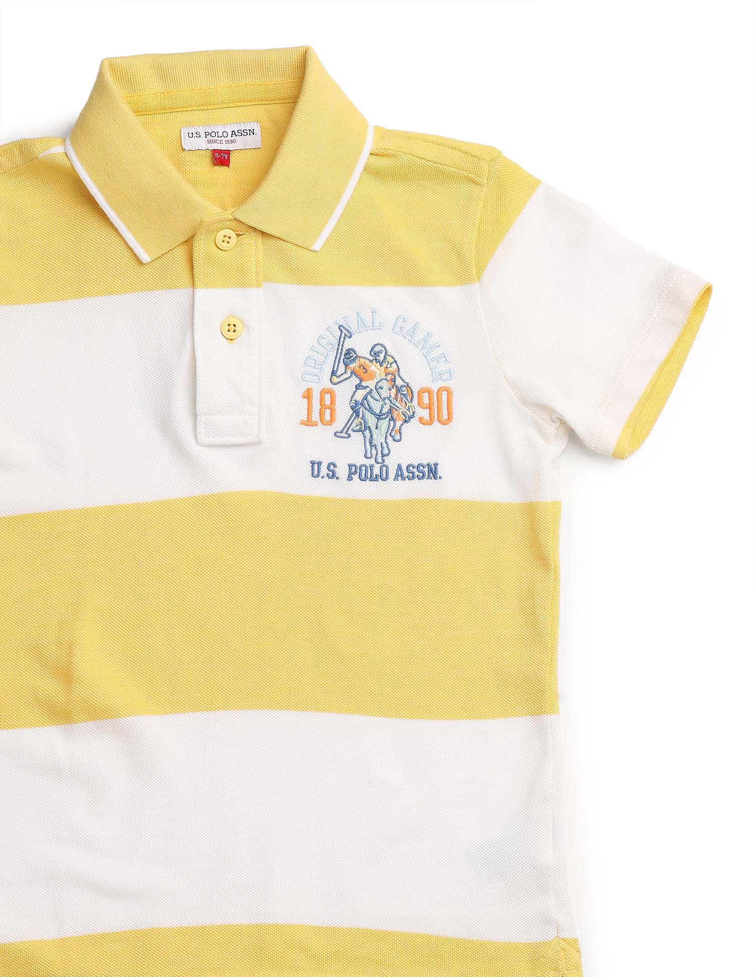 Boys Horizontal Striped Regular Fit Polo Shirt Yellow - U.S. POLO ASSN. | Large