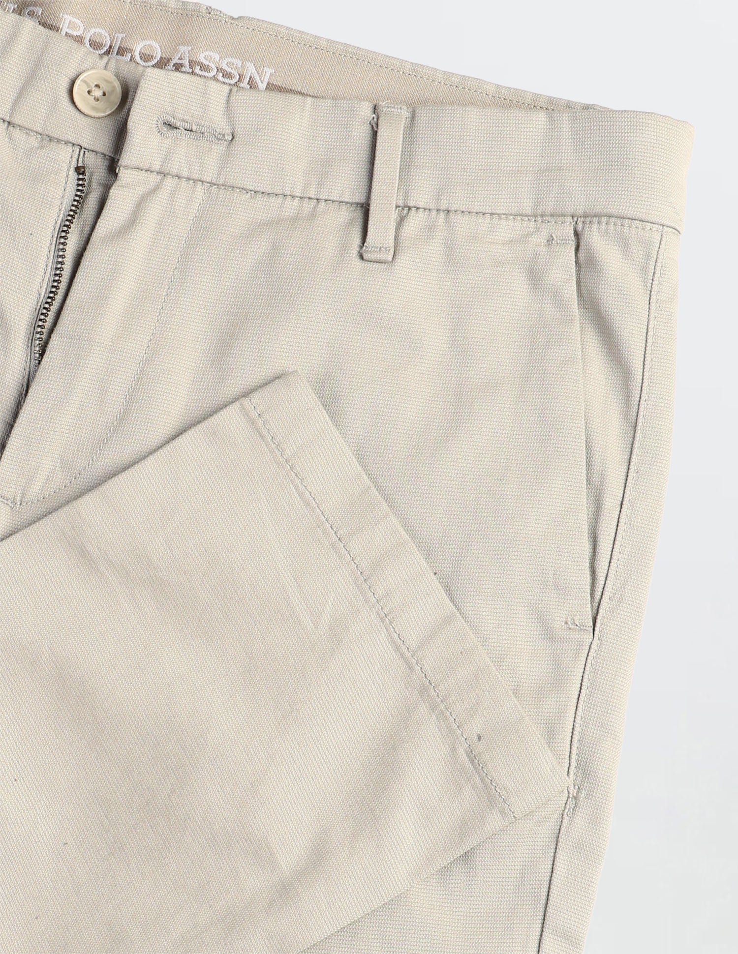 Textured Austin Slim Fit Trousers Ecru - U.S. POLO ASSN. | Large