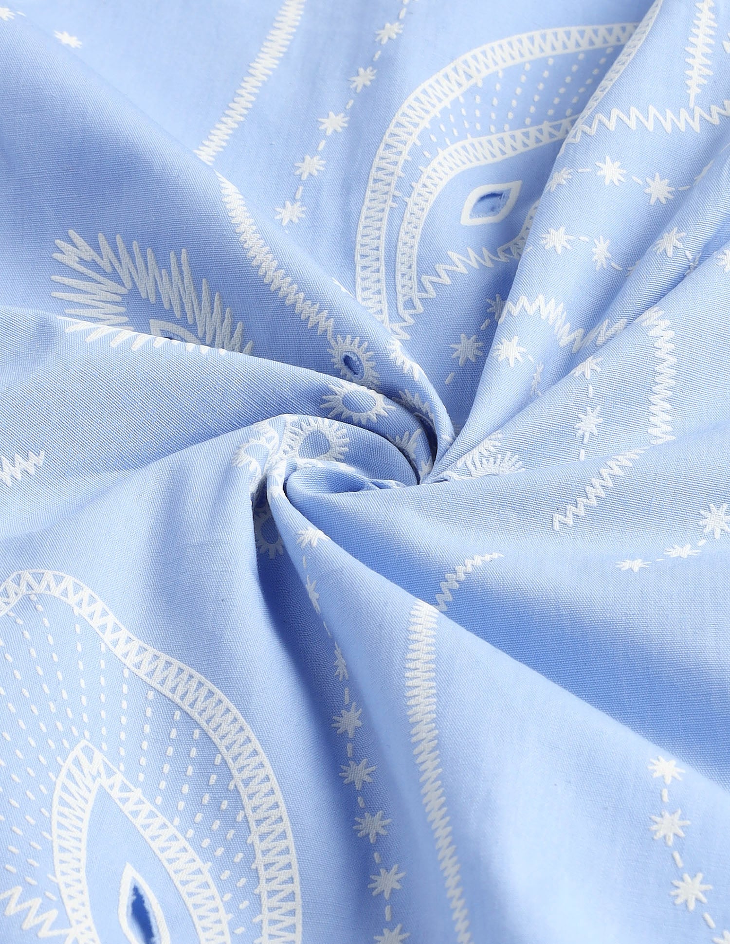 Floral Printed Cut Work Oversized Fit Shirt Light Blue - U.S. Polo Assn. India | Large