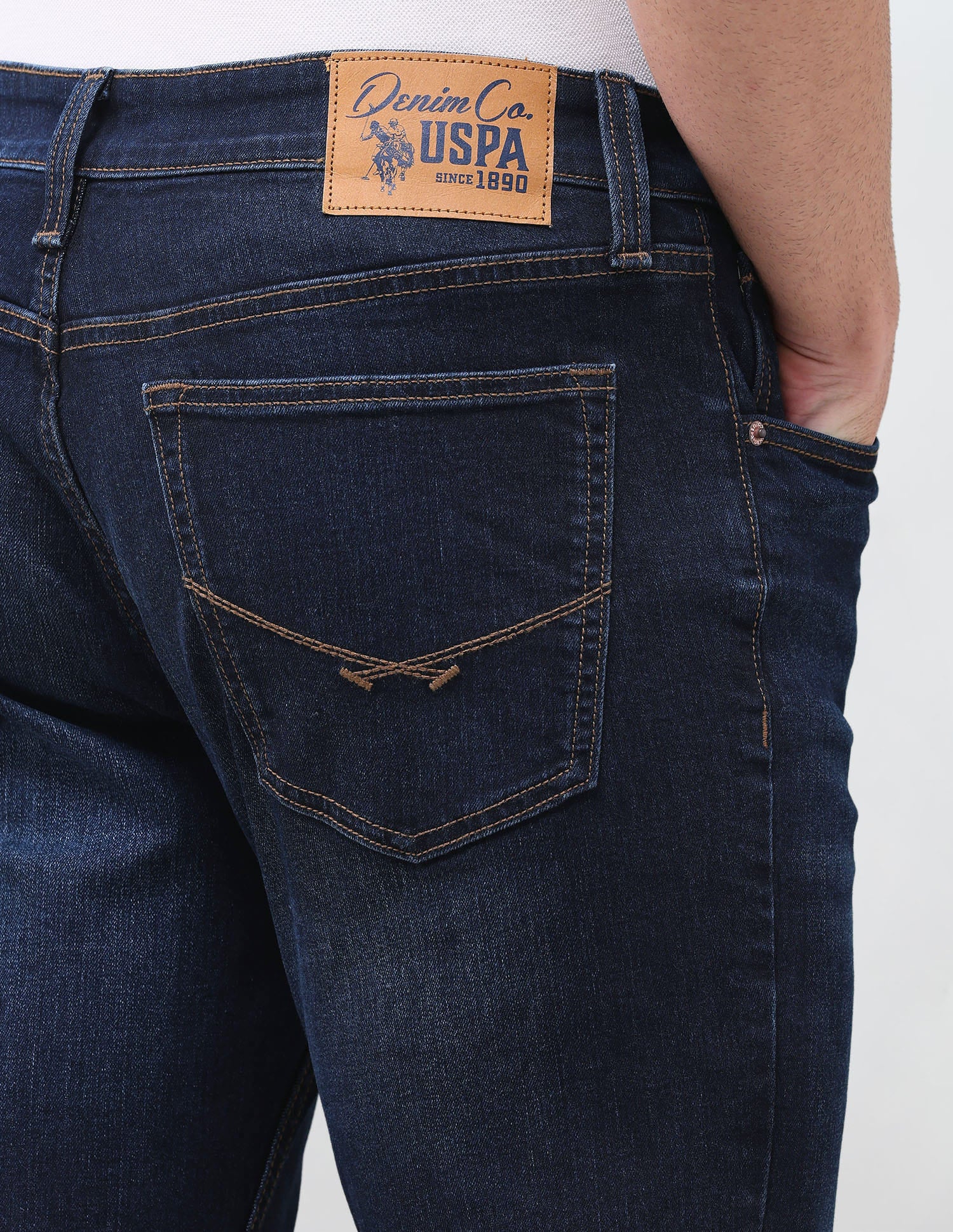Solid Slim Tapered Fit Jeans Blue - U.S. Polo Assn. India | Large