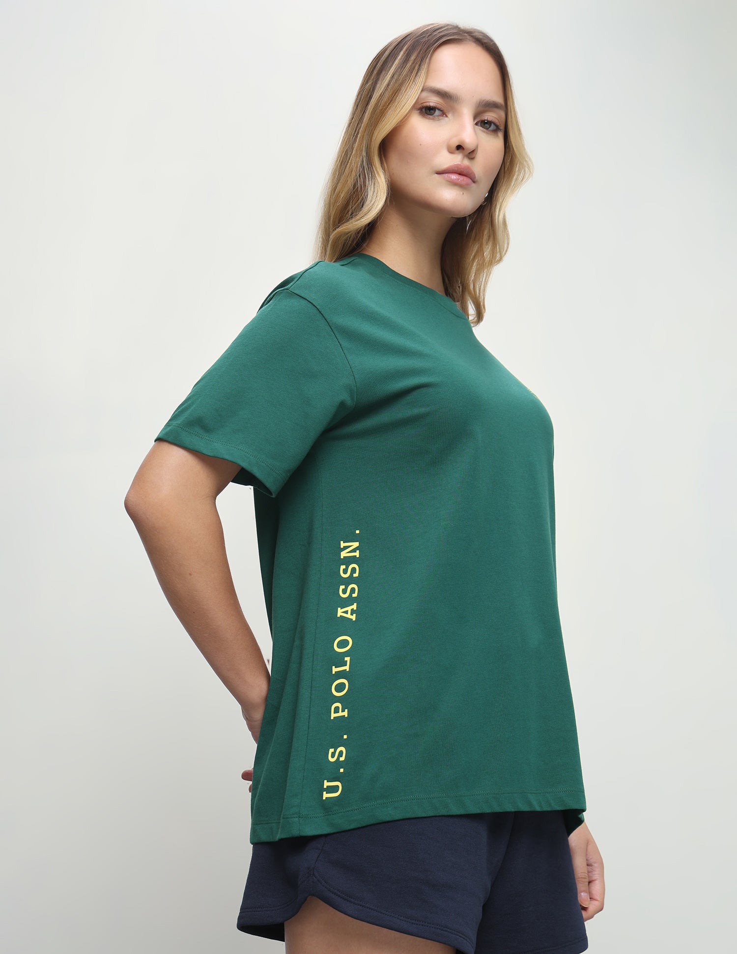 Brand Printed Boyfriend Fit T-Shirt Dark Green - U.S. Polo Assn. India | Large