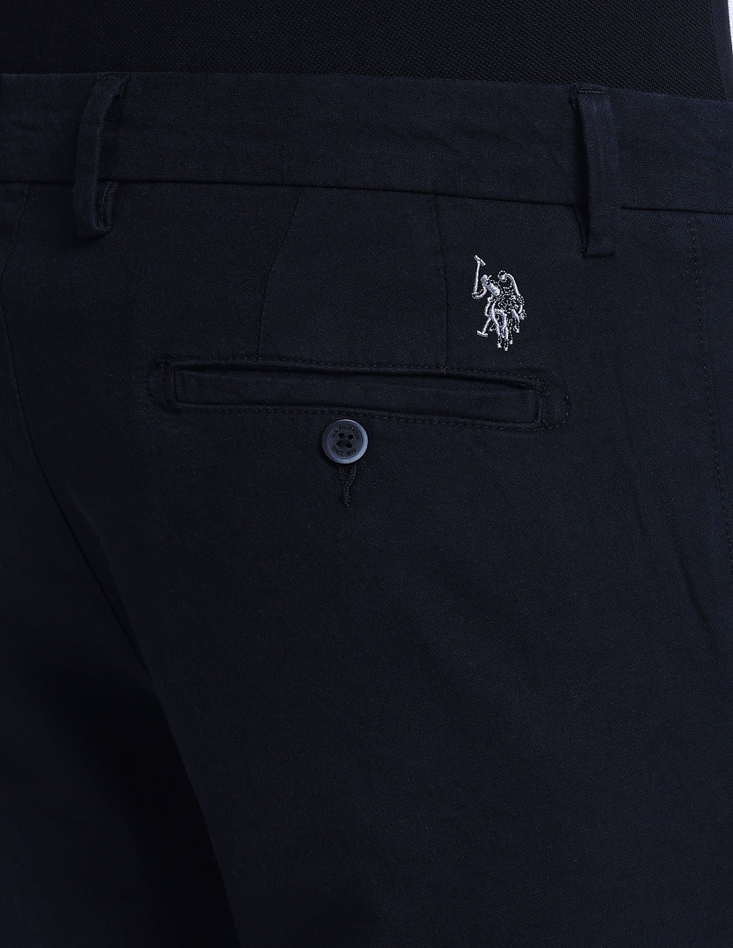 Slim Straight Cotton Linen Chinos Black - U.S. Polo Assn. India | Large