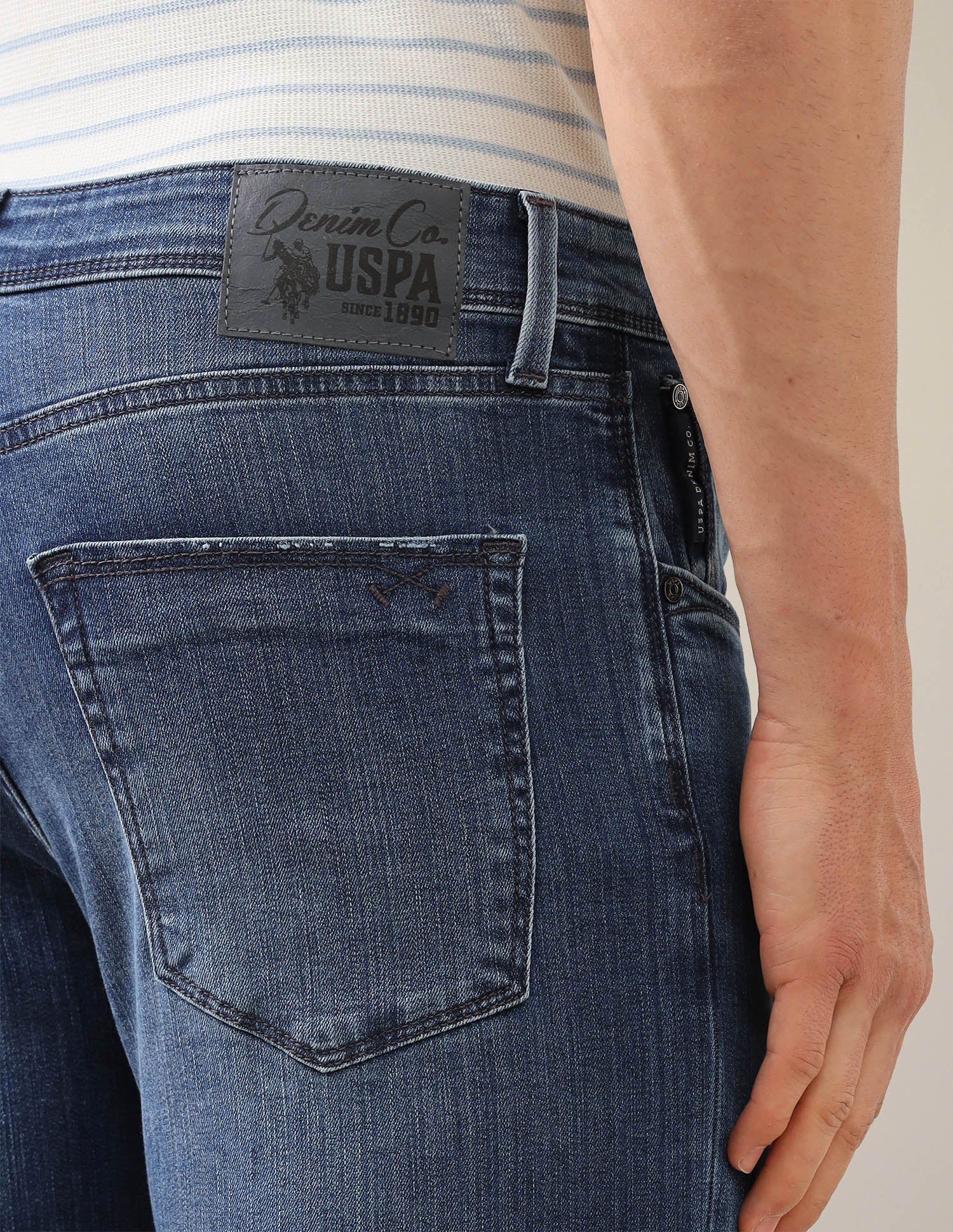 Cole Comfort Cropped Fit Blue Jeans Blue - U.S. Polo Assn. India | Large