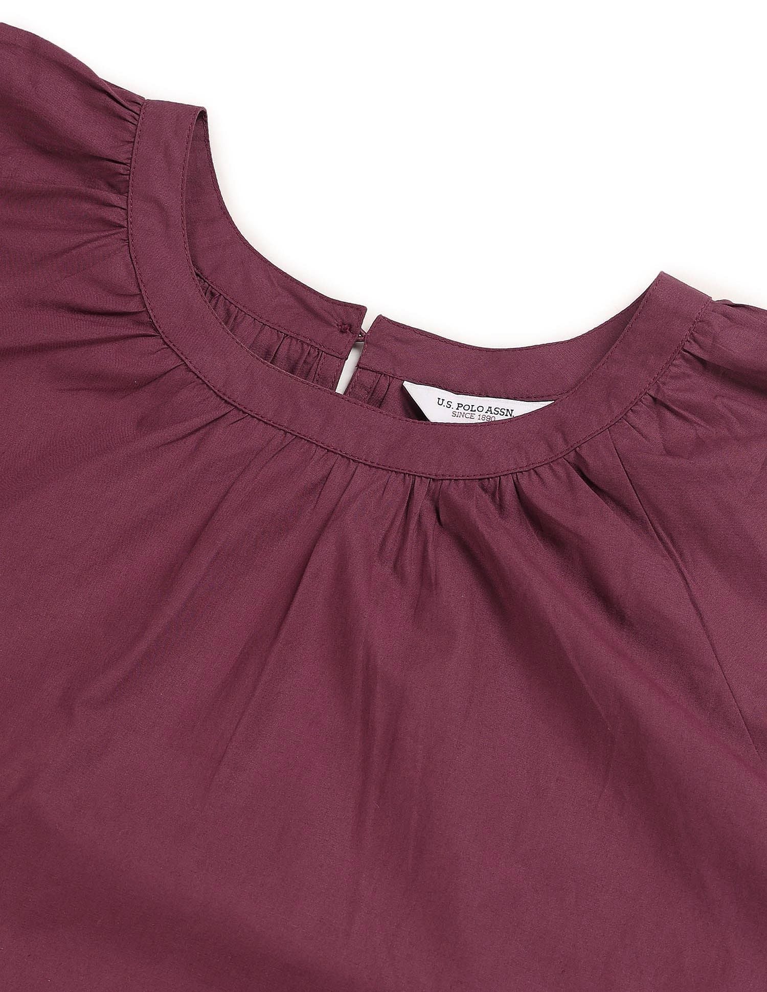 Pleated Solid Regular Fit Top Wine - U.S. Polo Assn. India | Large