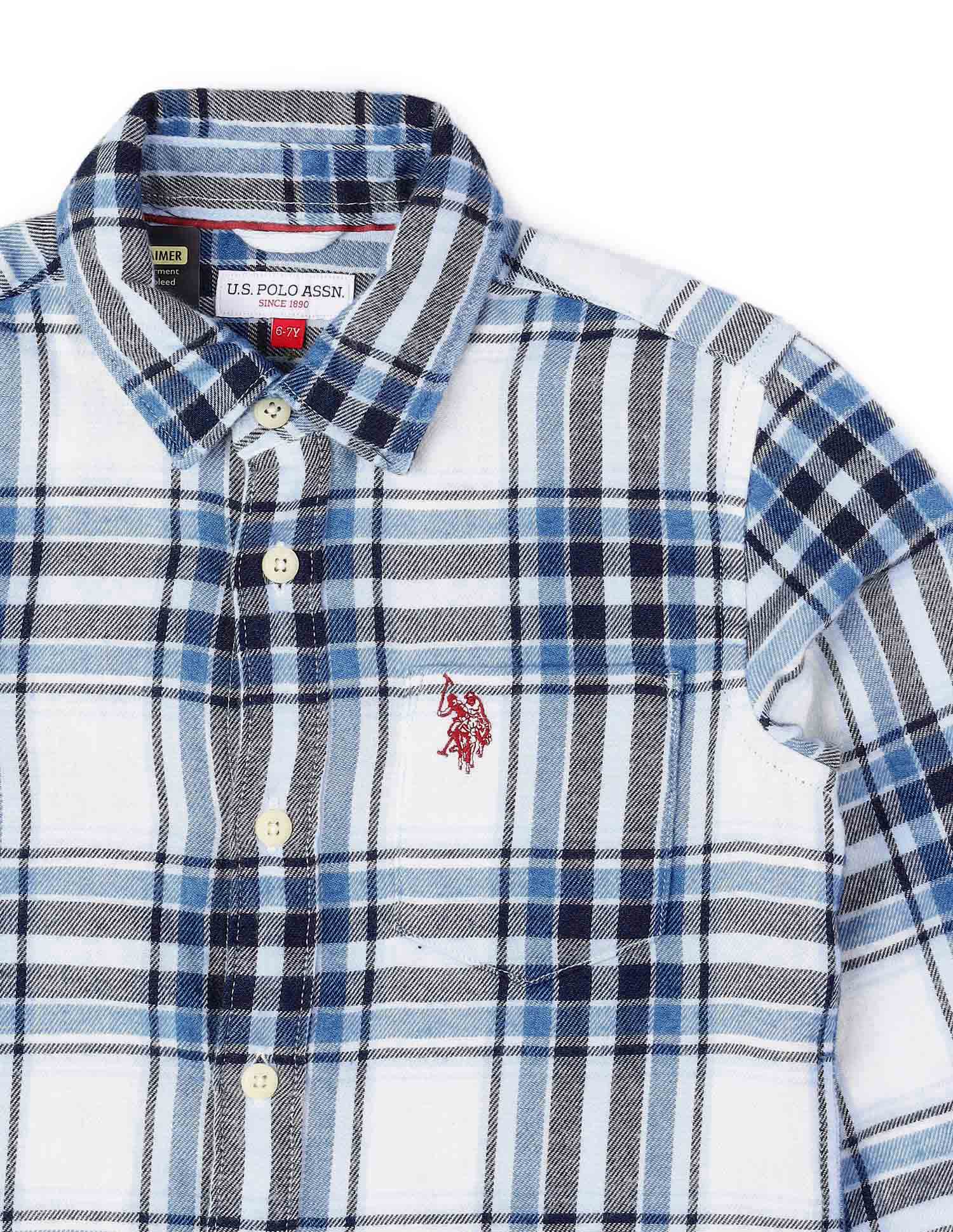 Boys Tartan Checked Twill Shirt Indigo - U.S. POLO ASSN. | Large