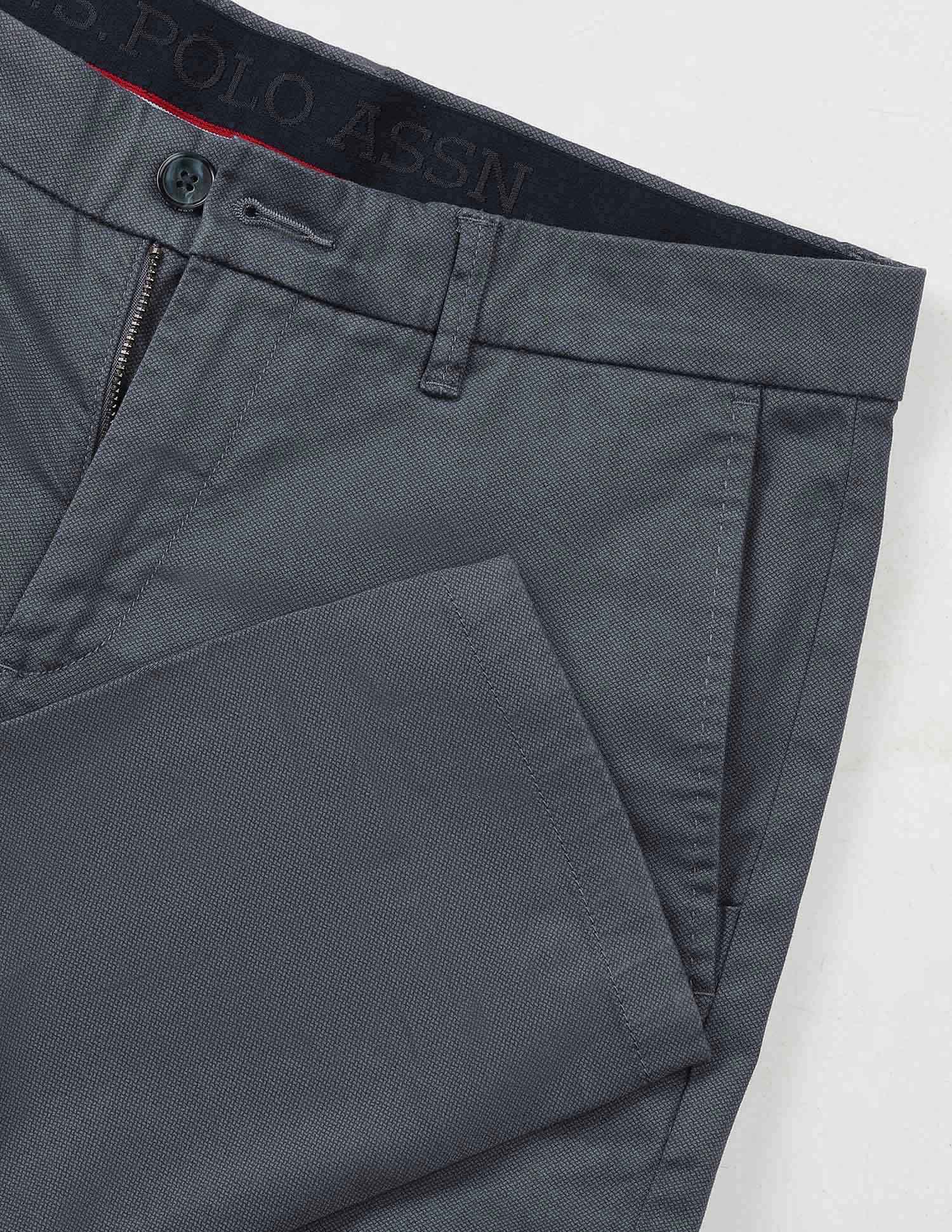 Textured Austin Slim Fit Twill Trousers Grey - U.S. Polo Assn. India | Large