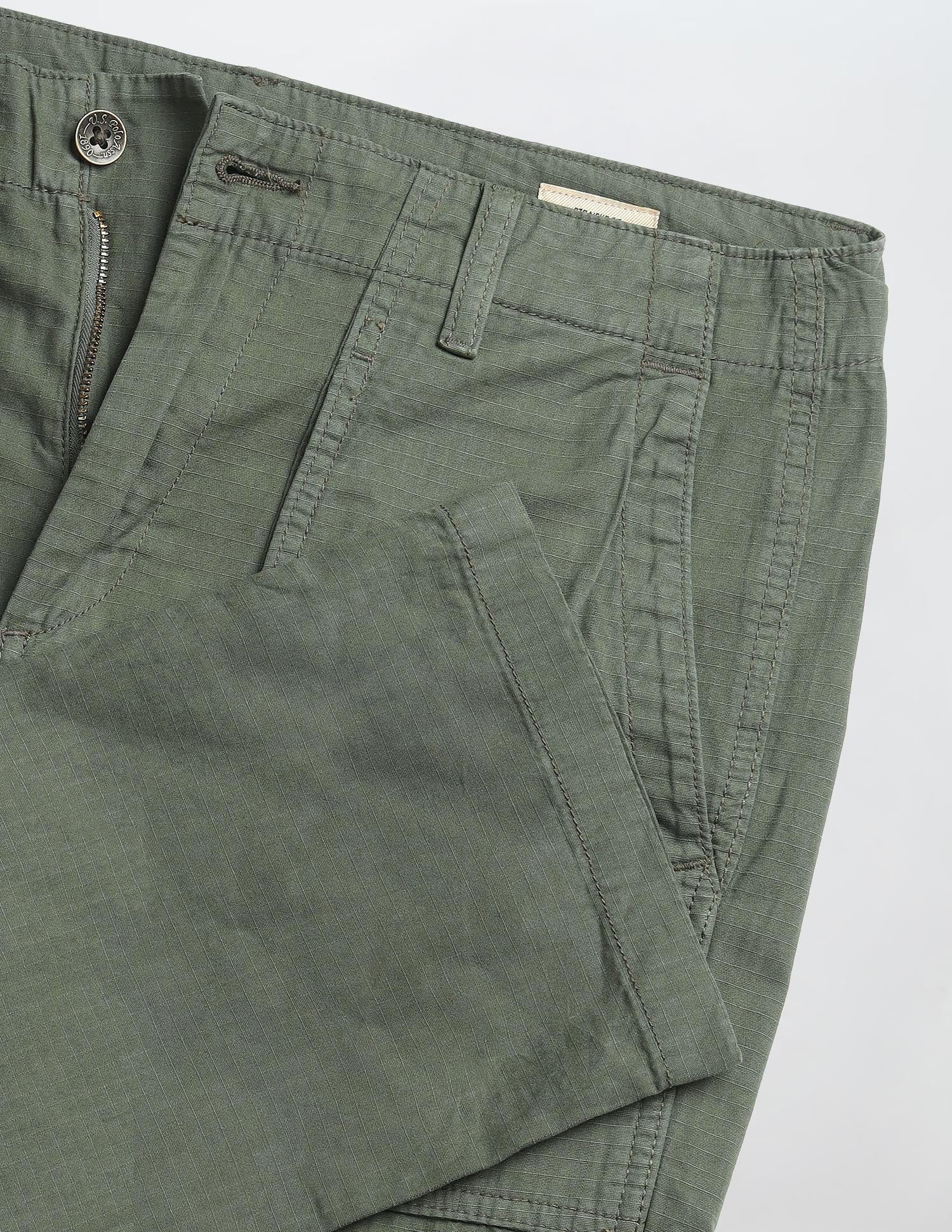Harold Slim Straight Fit Mid Rise Trouser Olive - U.S. Polo Assn. India | Large