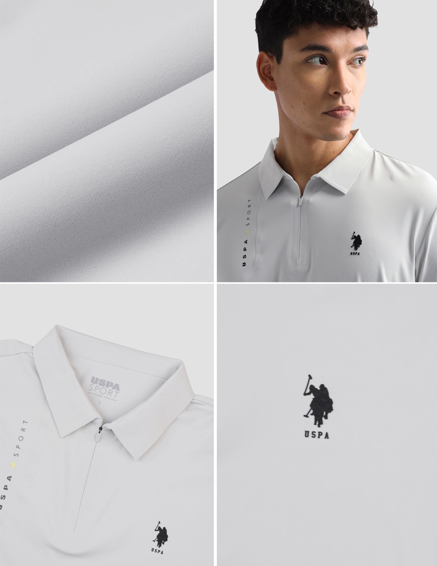 Solid Slim Fit Active Polo Shirt Grey - U.S. Polo Assn. India | Large