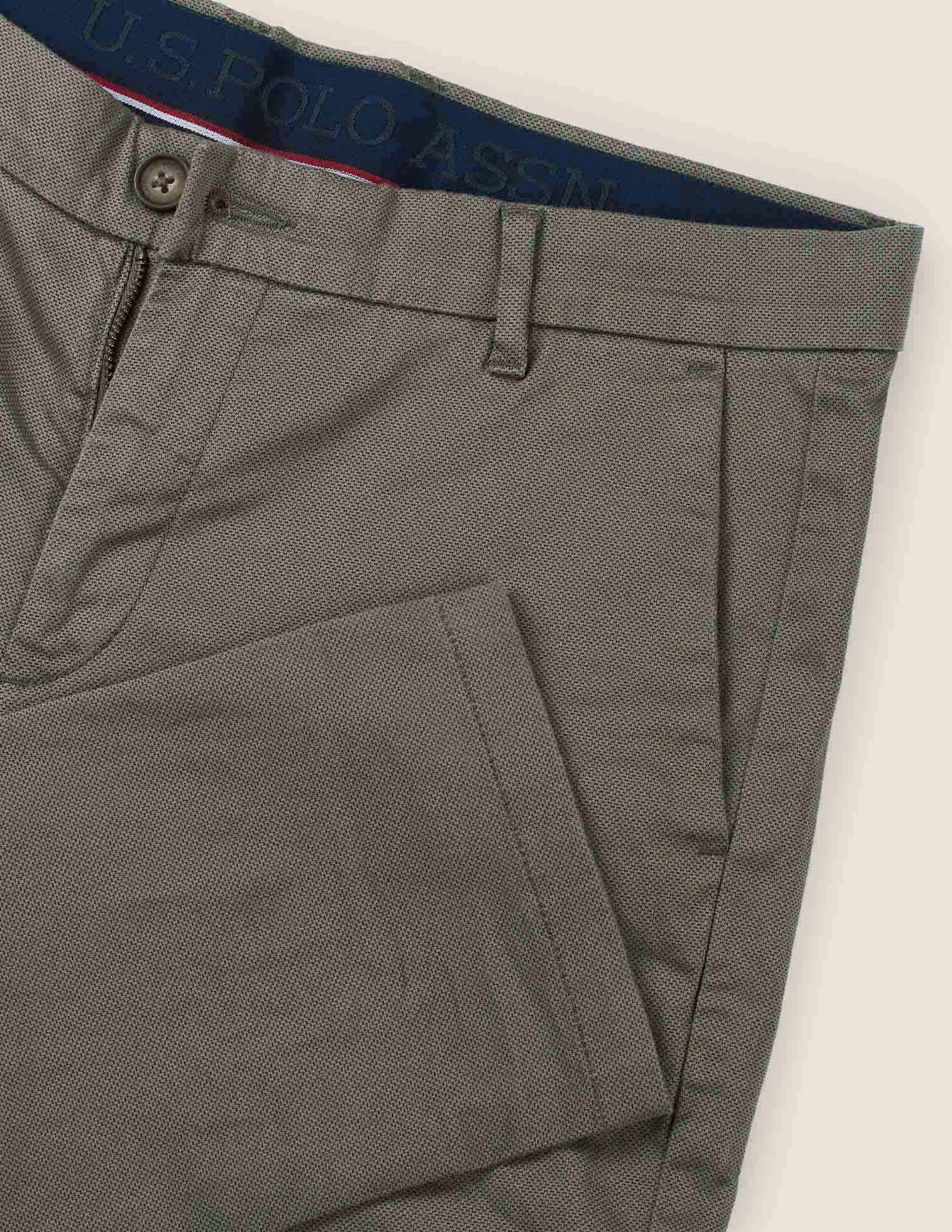 Austin Slim Fit Solid Trousers Olive - U.S. Polo Assn. India | Large
