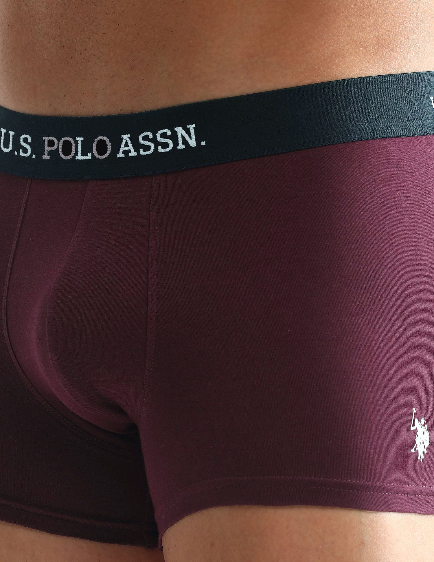 Anti Microbial Solid OET13 Trunks - Pack Of 3 Grey Melange, Rust and Burgandy - U.S. POLO ASSN. | Large