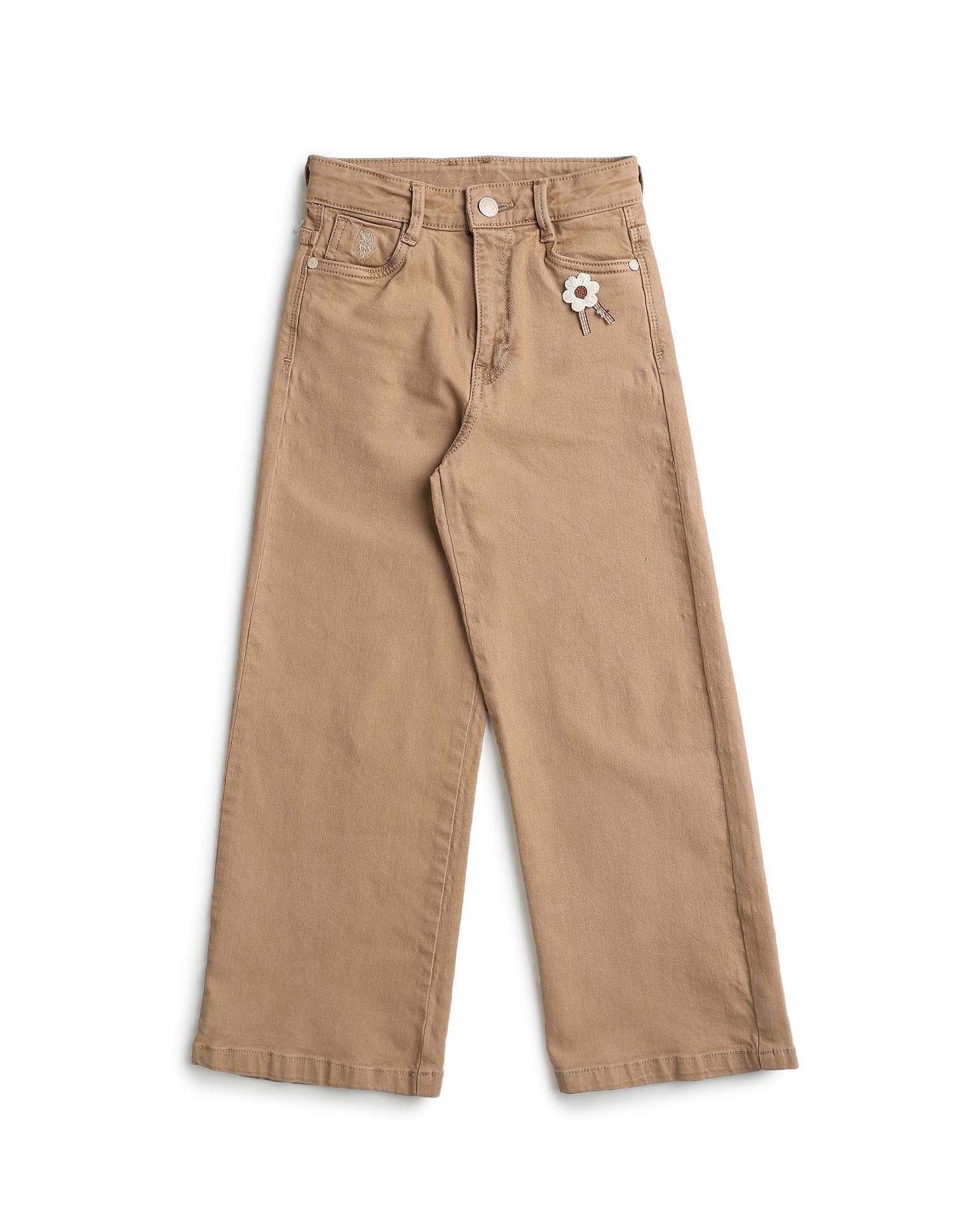 Girls Wide Leg Fit Mid Rise Jeans Latte - U.S. POLO ASSN. | Large