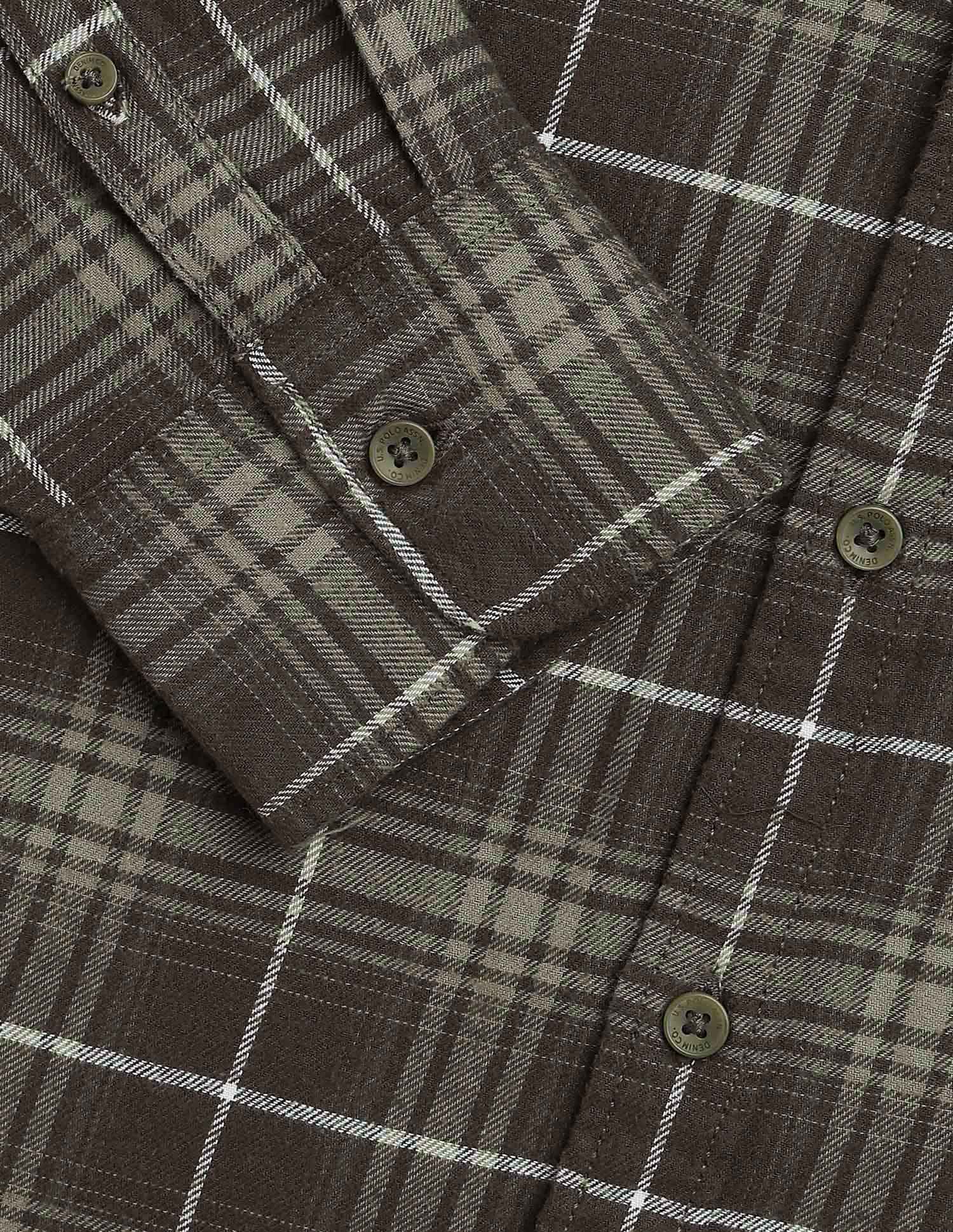Twill Tartan Checked Shirt Olive - U.S. POLO ASSN. | Large