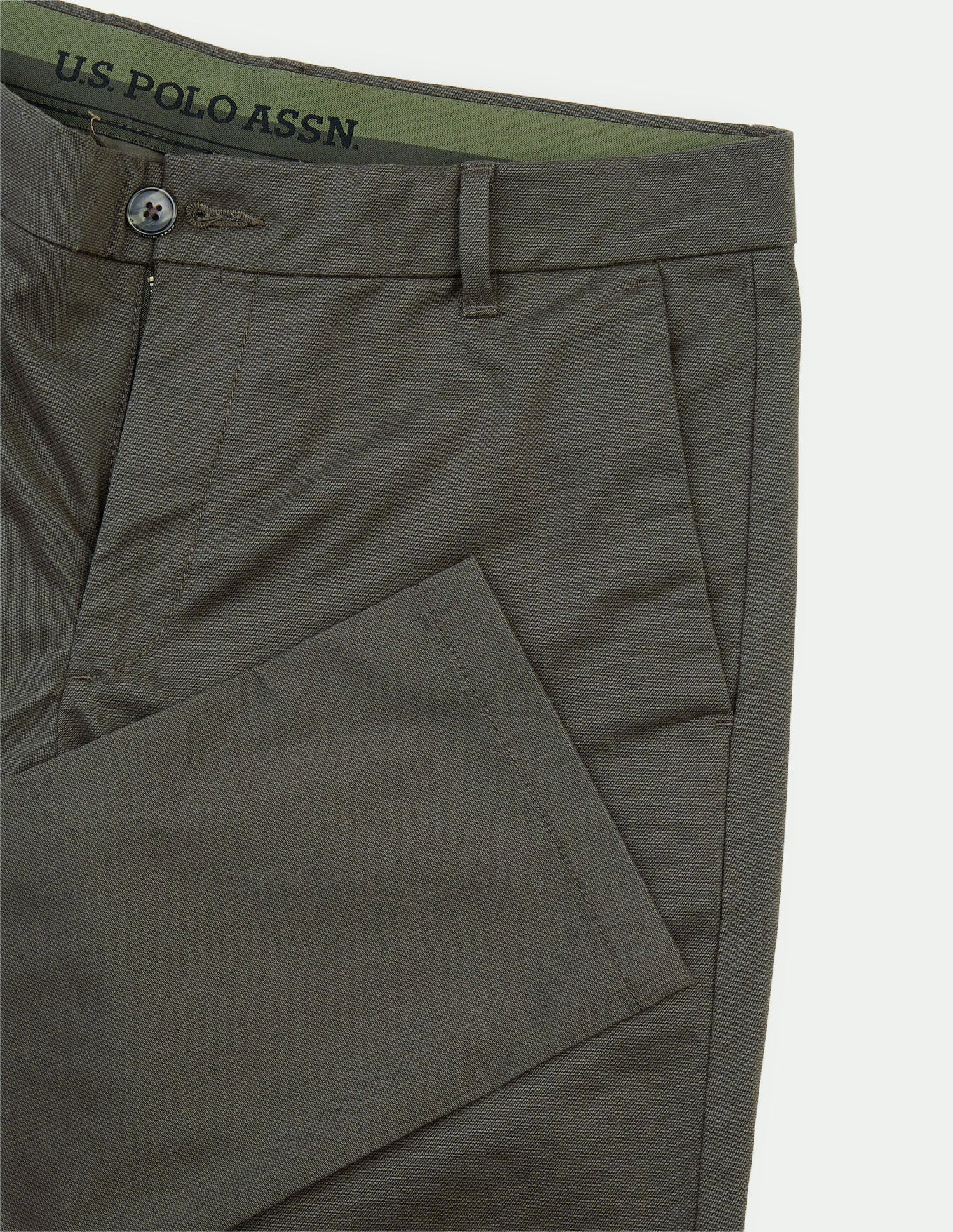 Austin Slim Fit Twill Trousers Dark Olive - U.S. Polo Assn. India | Large