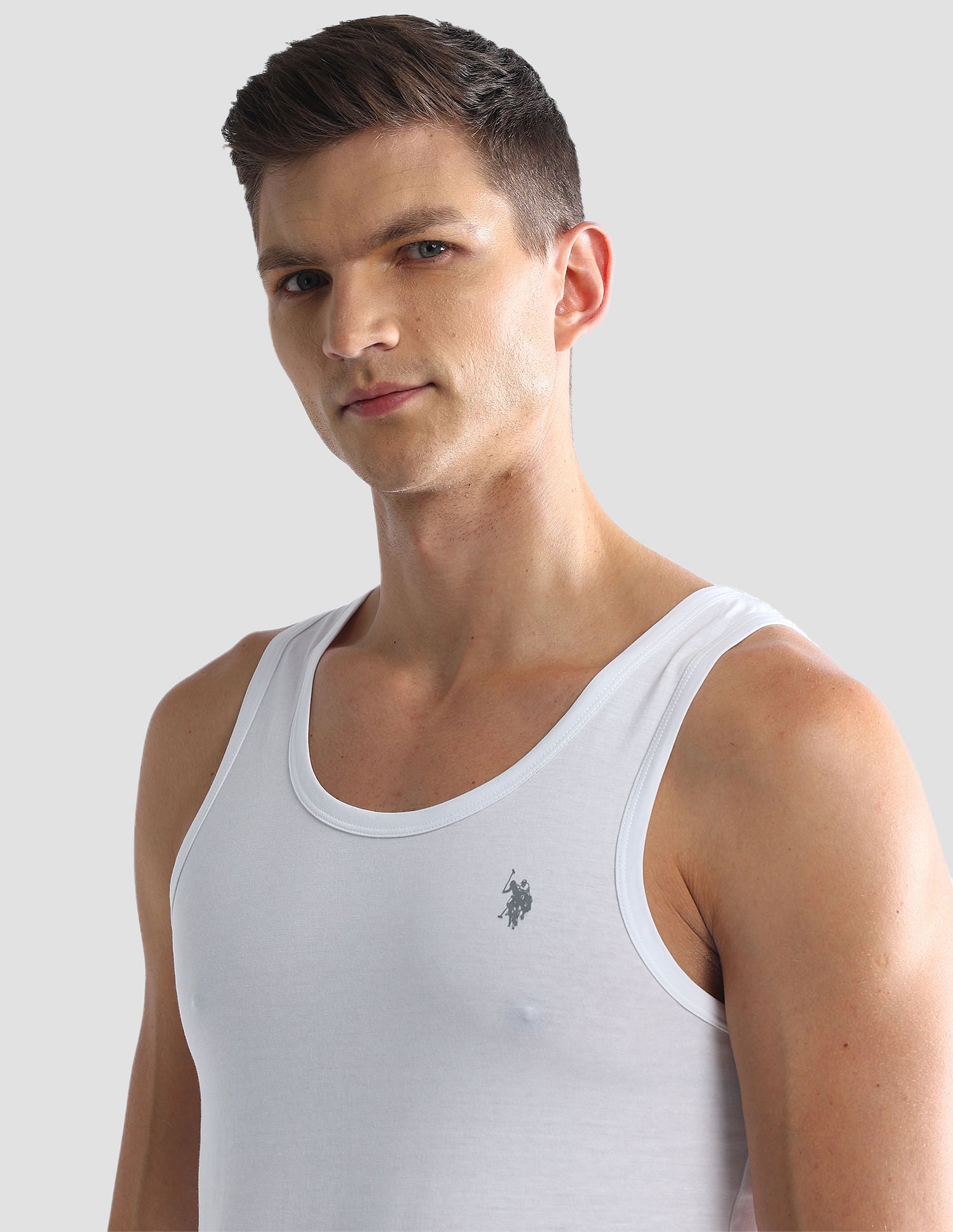 Solid Cotton OEV03 Vest - Pack Of 2 Navy and White - U.S. POLO ASSN. | Large