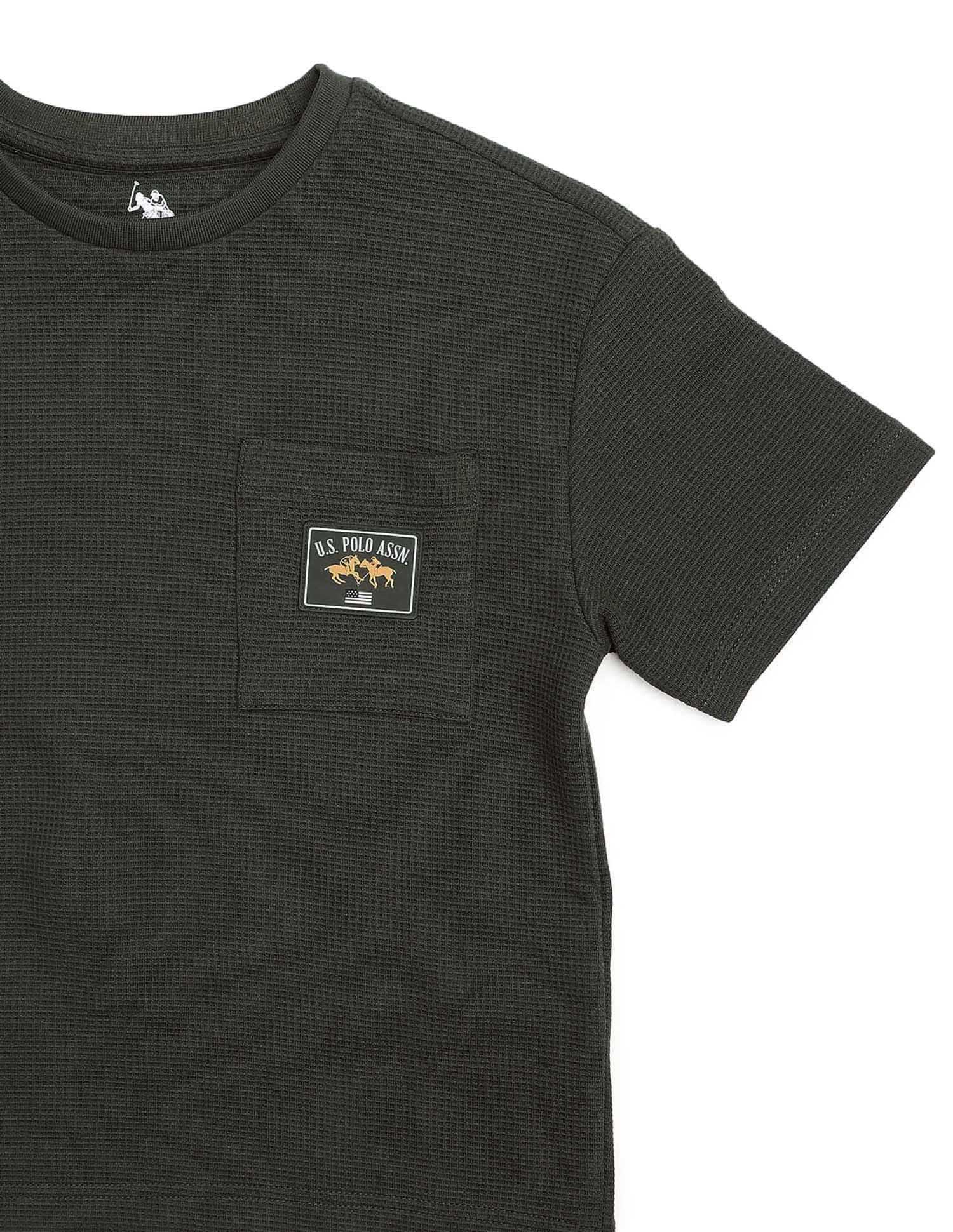 Boys Textured Boxy Fit T Shirt Olive - U.S. POLO ASSN. | Large