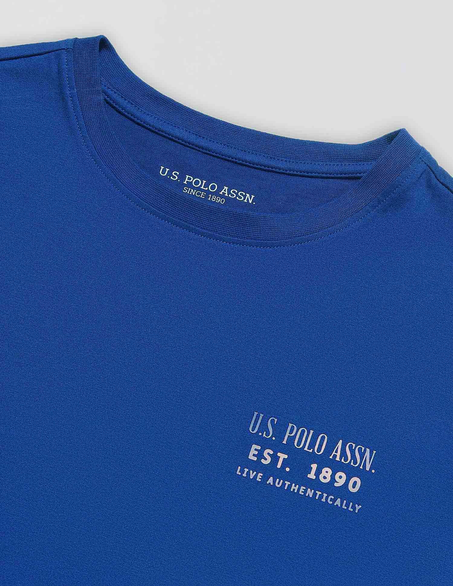 Boyfriend Fit Brand Printed Lounge T-Shirt Bright Blue - U.S. POLO ASSN. | Large