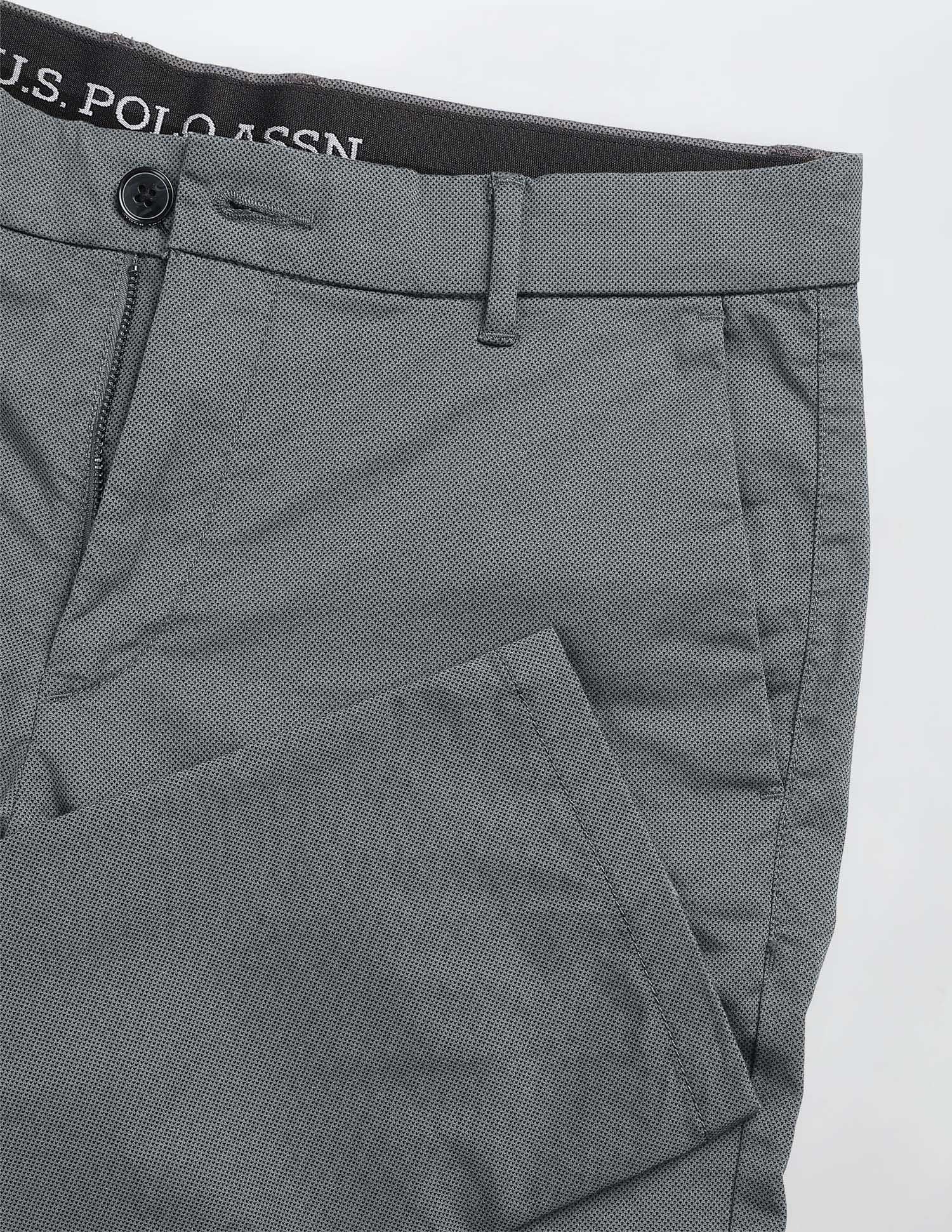 Austin Slim Fit All Over Printed Trousers Charcoal - U.S. Polo Assn. India | Large
