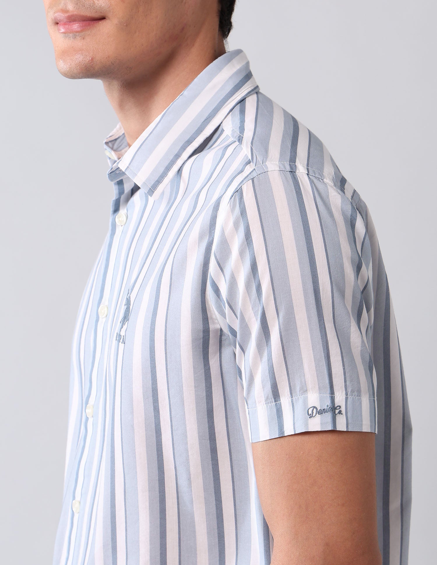 Vertical Striped Regular Fit Shirt Blue - U.S. Polo Assn. India | Large