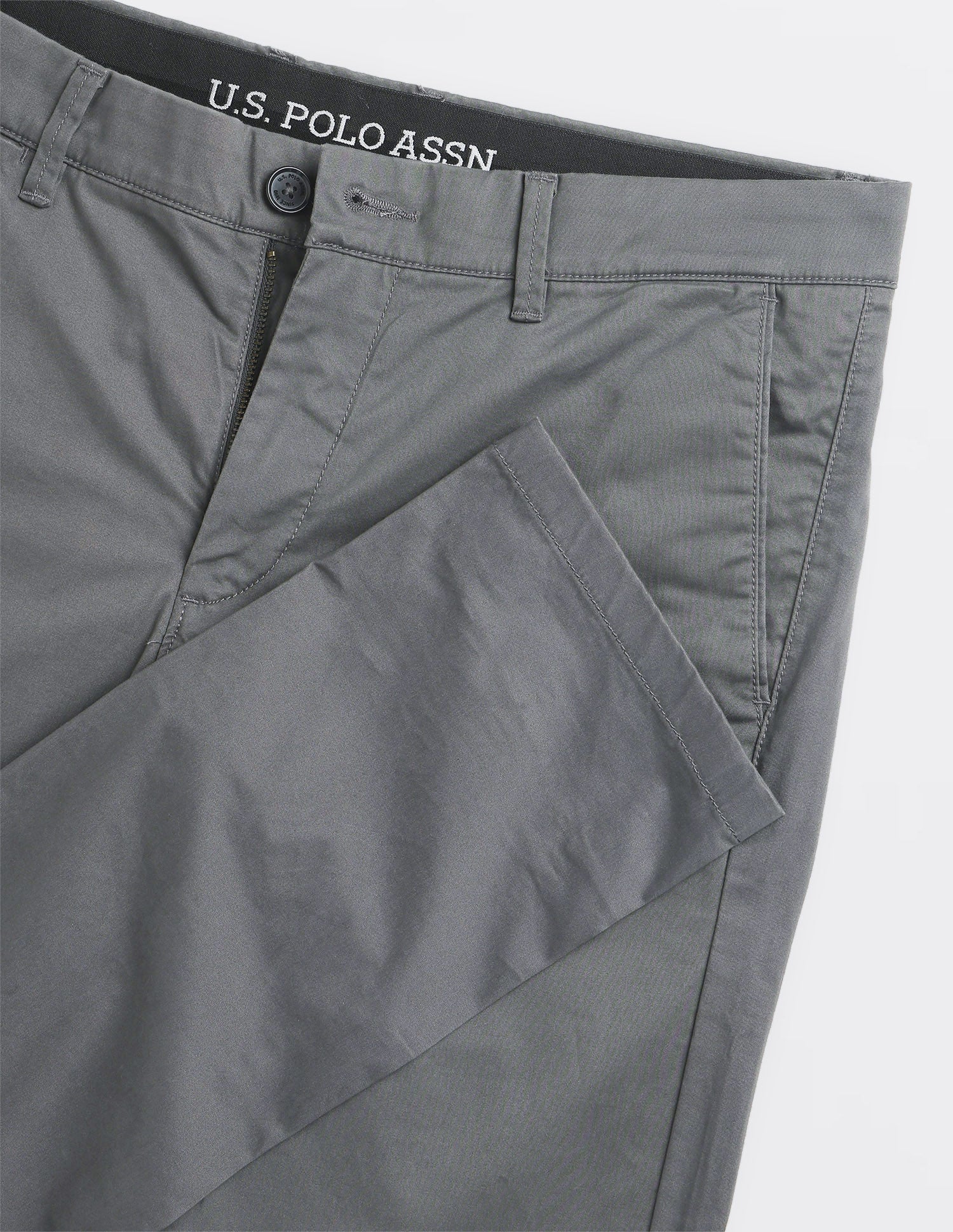 Denver Slim Fit Satin Trousers Dark Grey - U.S. Polo Assn. India | Large