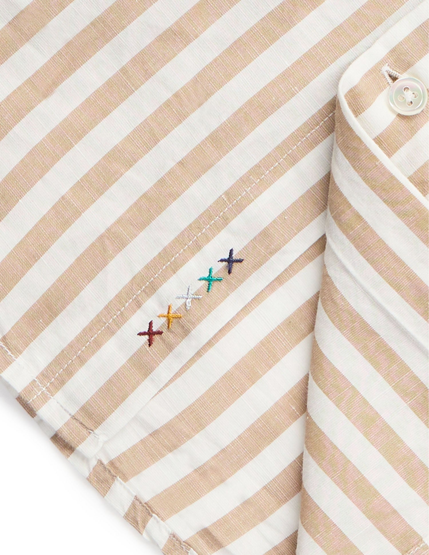 Pacho X Vertical Stripe Cotton Linen Shirt Beige - U.S. POLO ASSN. | Large