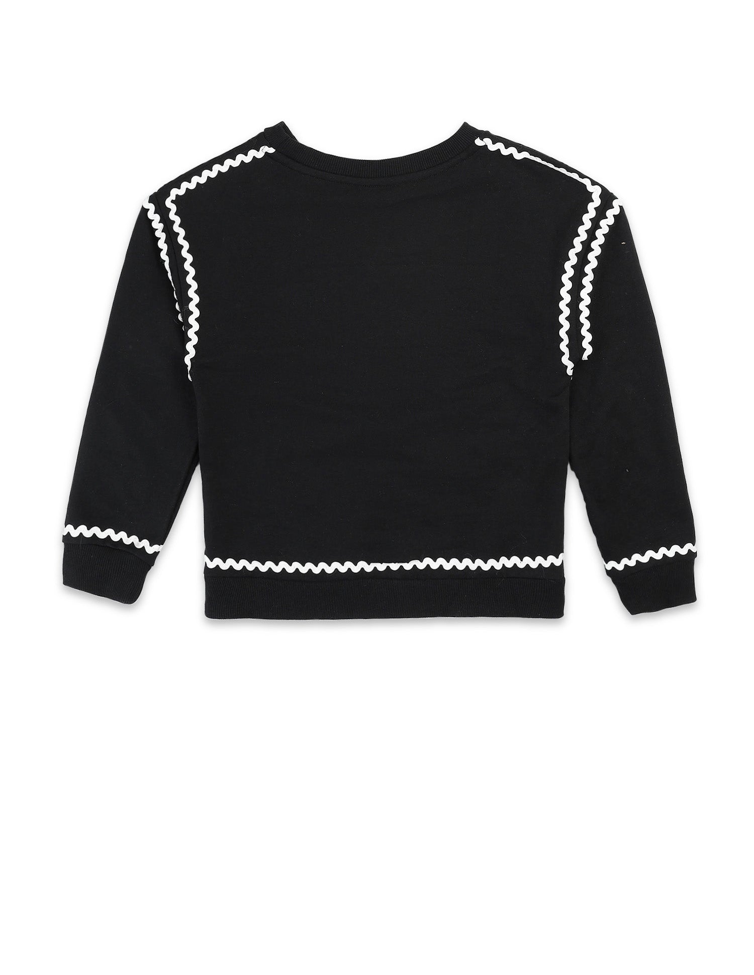 Girls Solid Lace Trim Sweatshirt Black - U.S. POLO ASSN. | Large