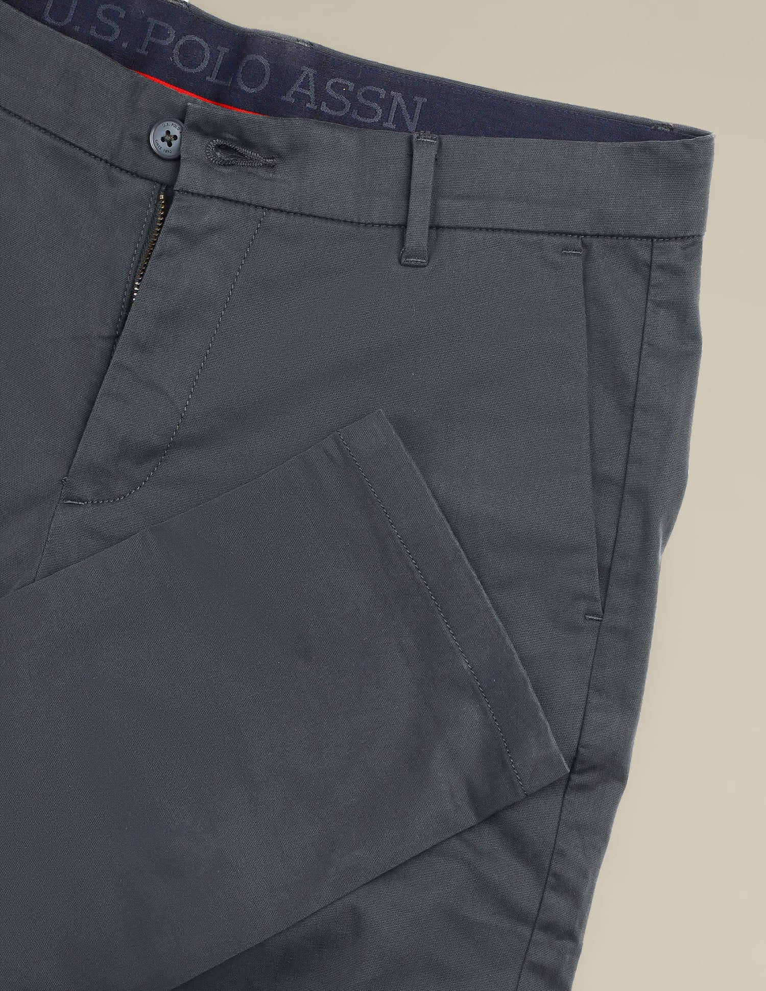 Austin Slim Fit Dobby Trousers Dark Grey - U.S. POLO ASSN. | Large