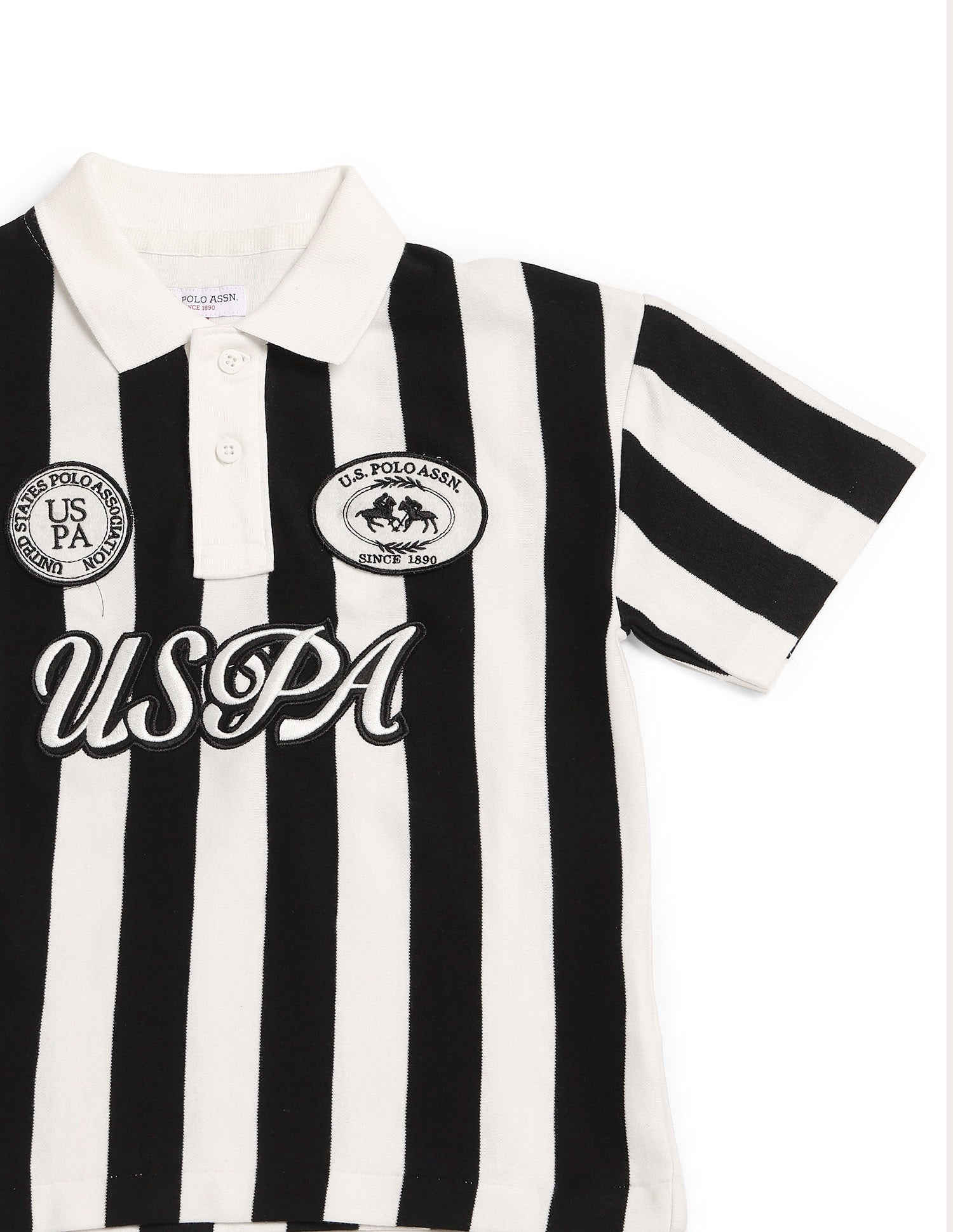 Boys Vertical Striped Boxy Fit Polo Shirt Black - U.S. POLO ASSN. | Large