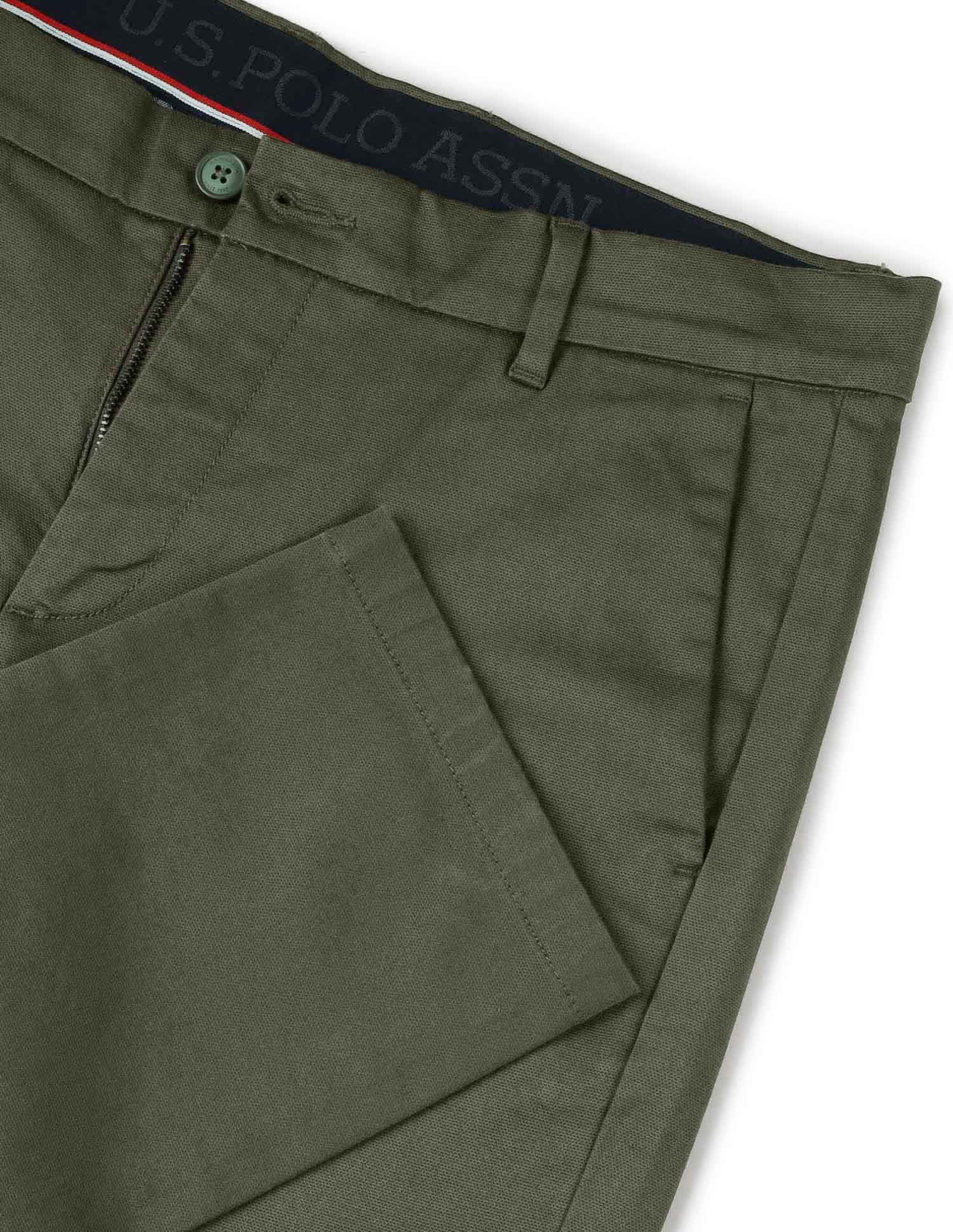 Denver Slim Fit Textured Trousers Olive - U.S. POLO ASSN. | Large