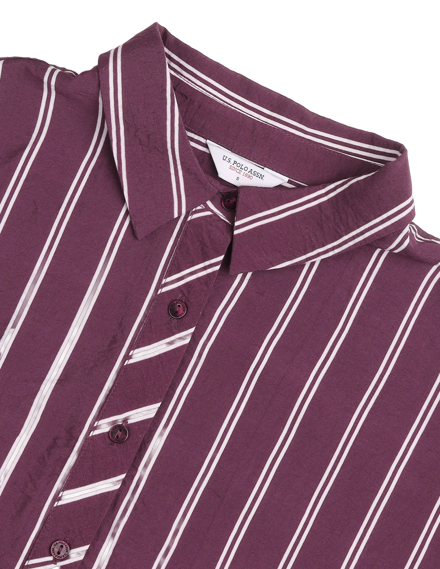 Vertical Striped Boyfriend Fit Shirt Wine - U.S. Polo Assn. India | Large