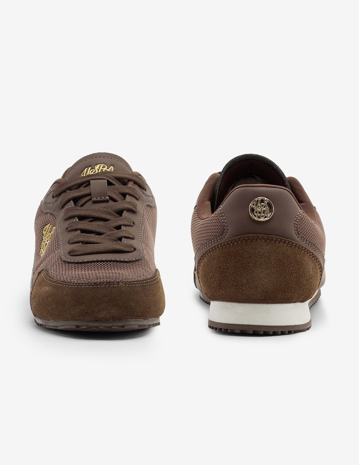 Zairan Light Weight Monogram Embossed Sneakers Dark Brown - U.S. Polo Assn. India | Large