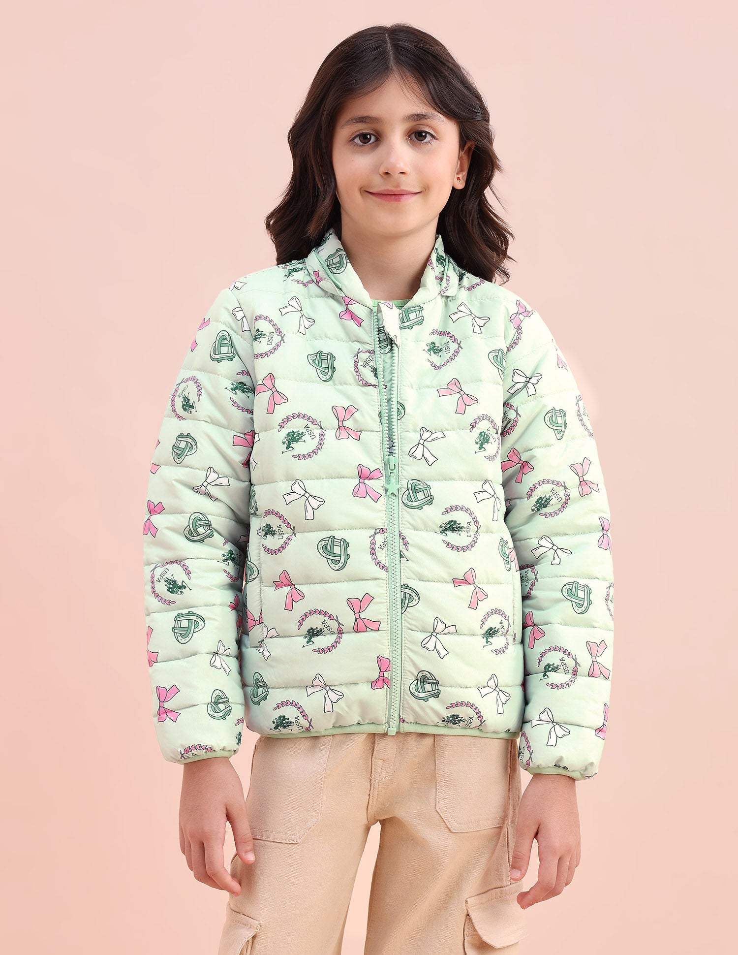 Graphic Printed Puffer Jacket Green - U.S. POLO ASSN. | Large