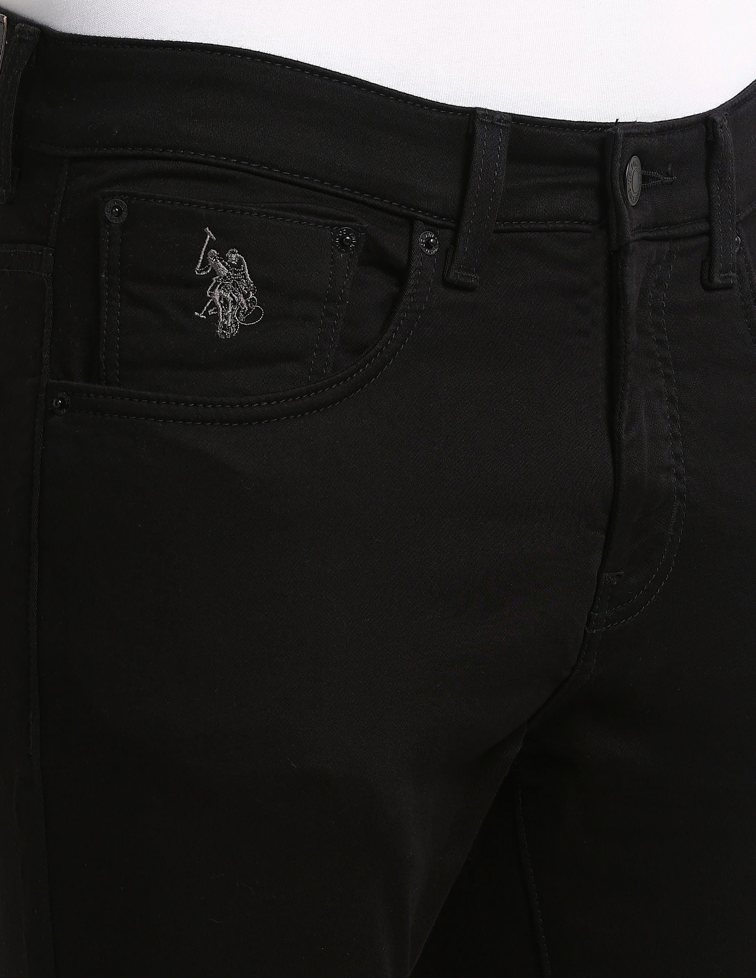 Henry Tapered Cropped Fit Black Jeans Black - U.S. POLO ASSN. | Large