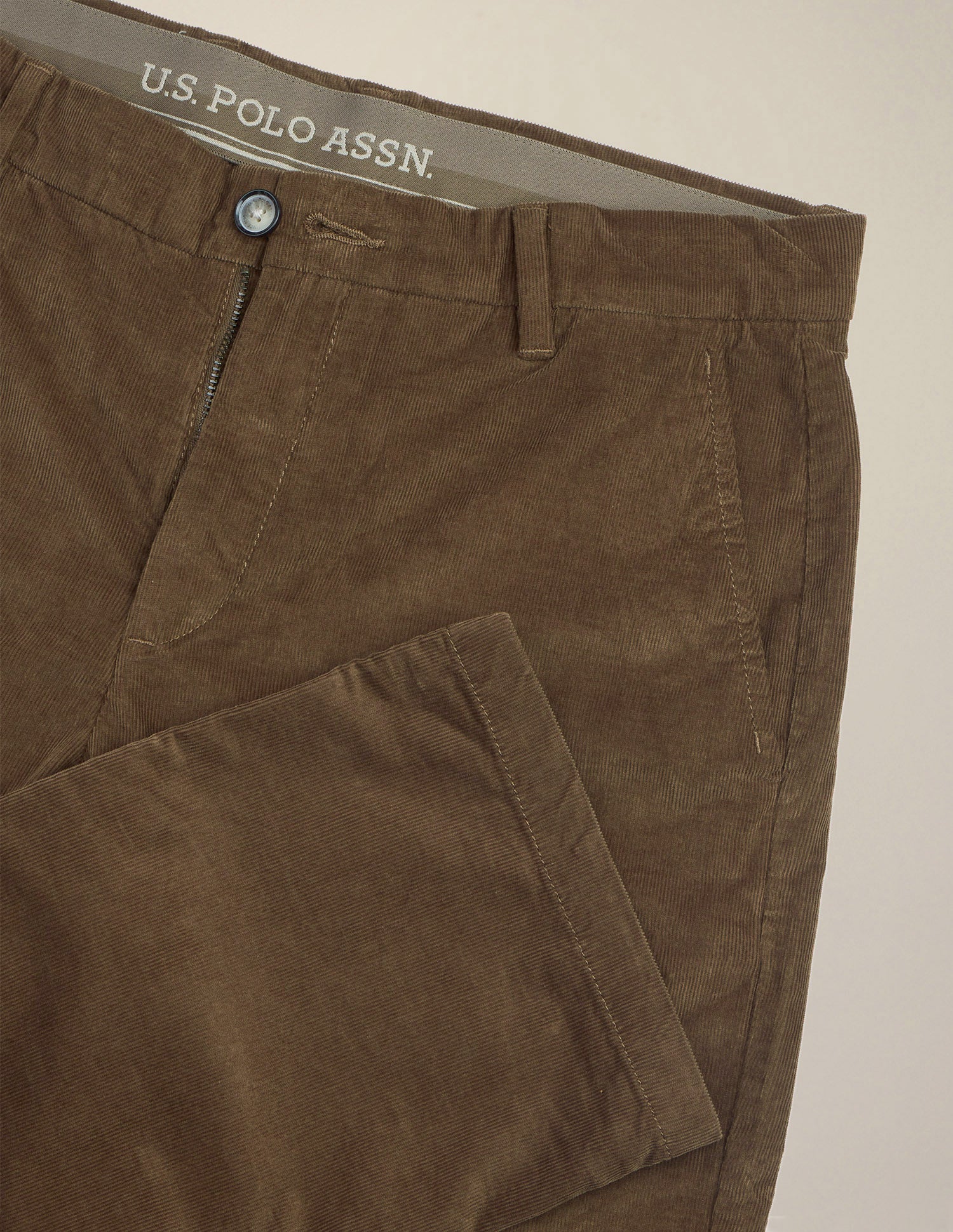 Riley Straight Fit Corduroy Trousers Tan - U.S. Polo Assn. India | Large